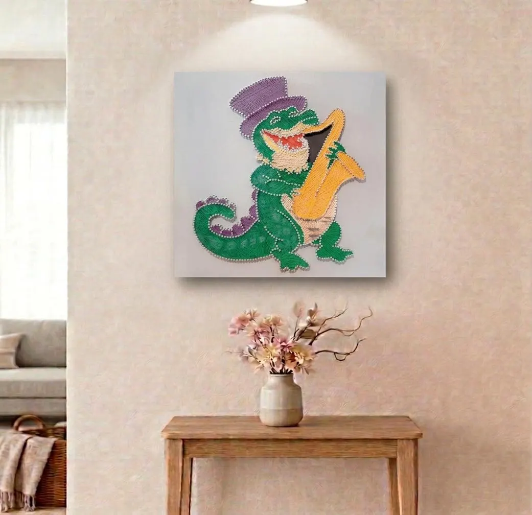 New Orleans Crocodile String Art | Jazz Saxophone, product photo 1