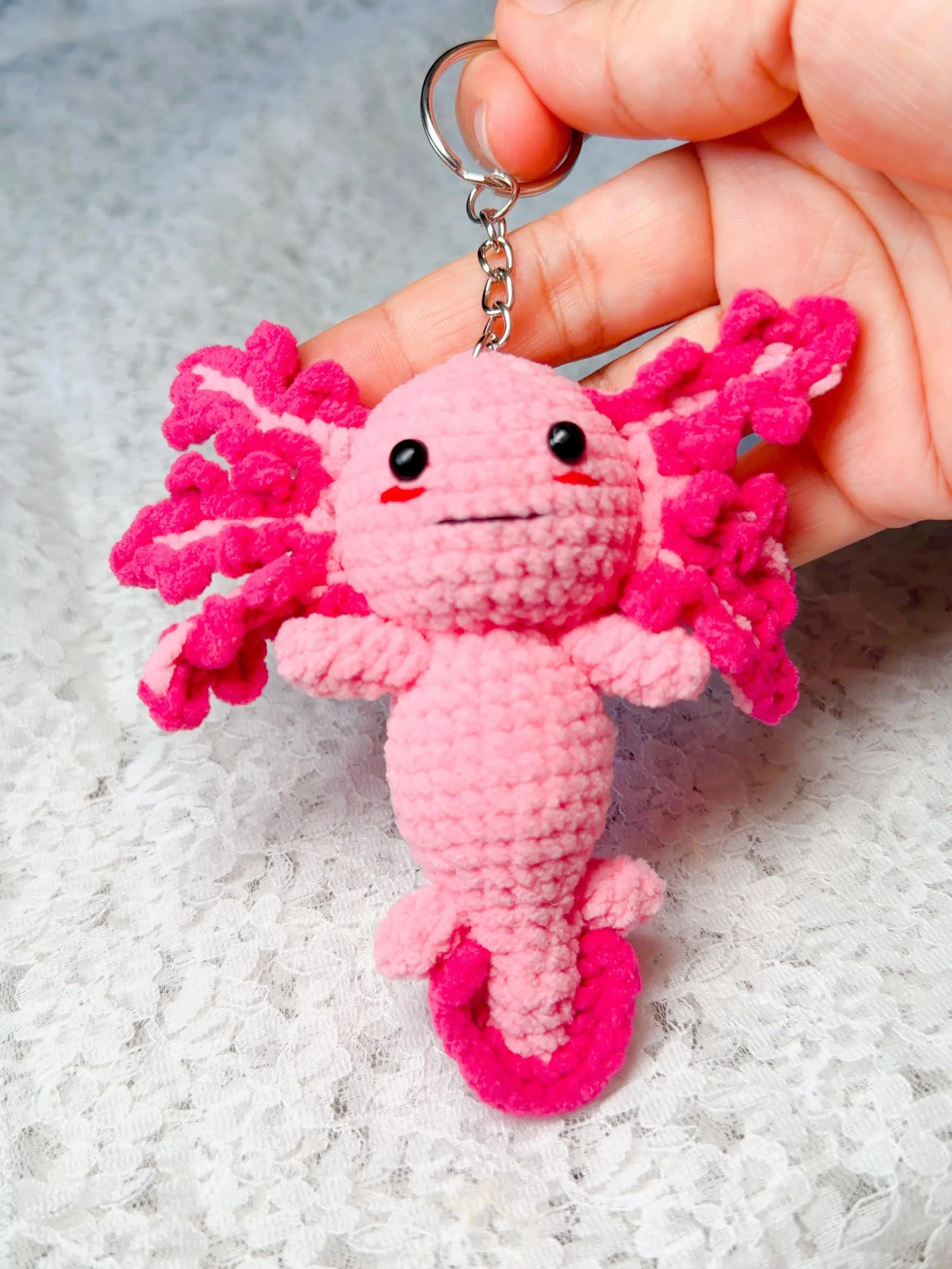 Crochet Axolotl Amigurumi Keychain, product photo 18