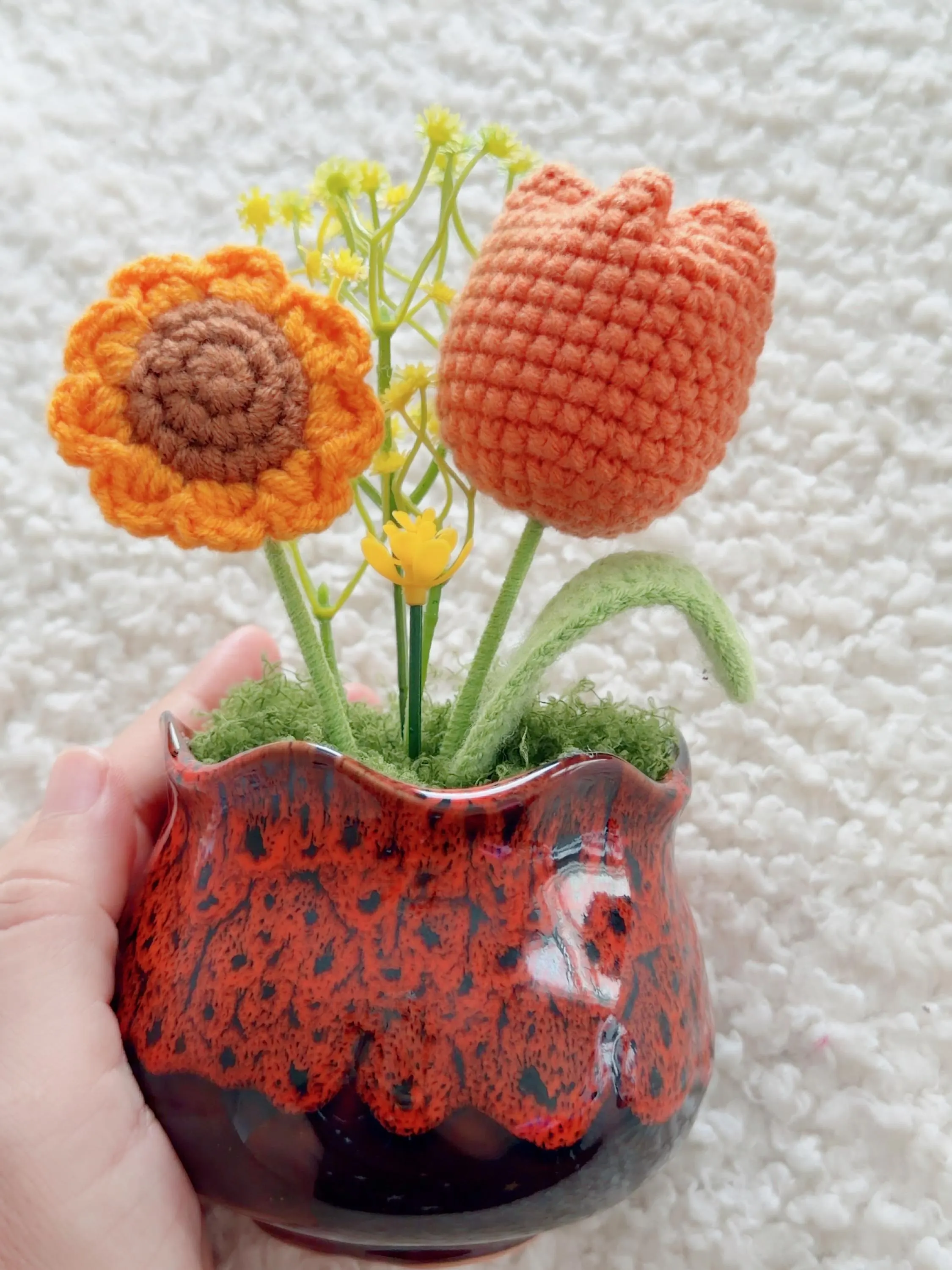 Crochet Sunflower Tulip Pot, product photo 5