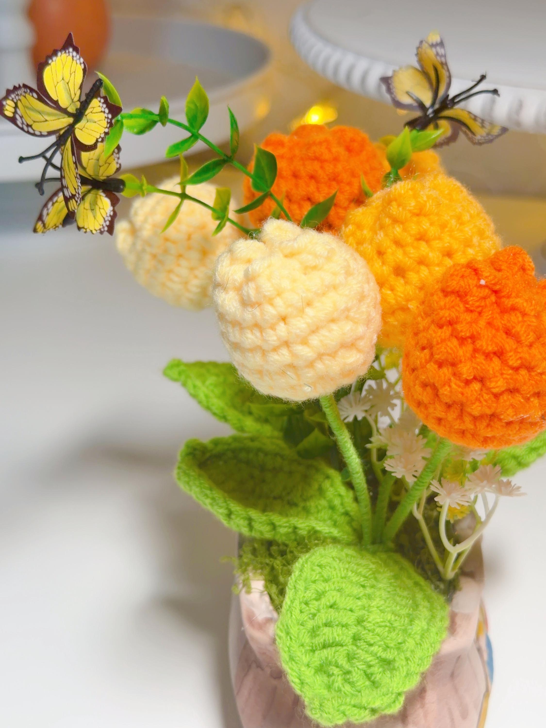 Orange & Yellow Crochet Tulip Arrangement, product photo 11