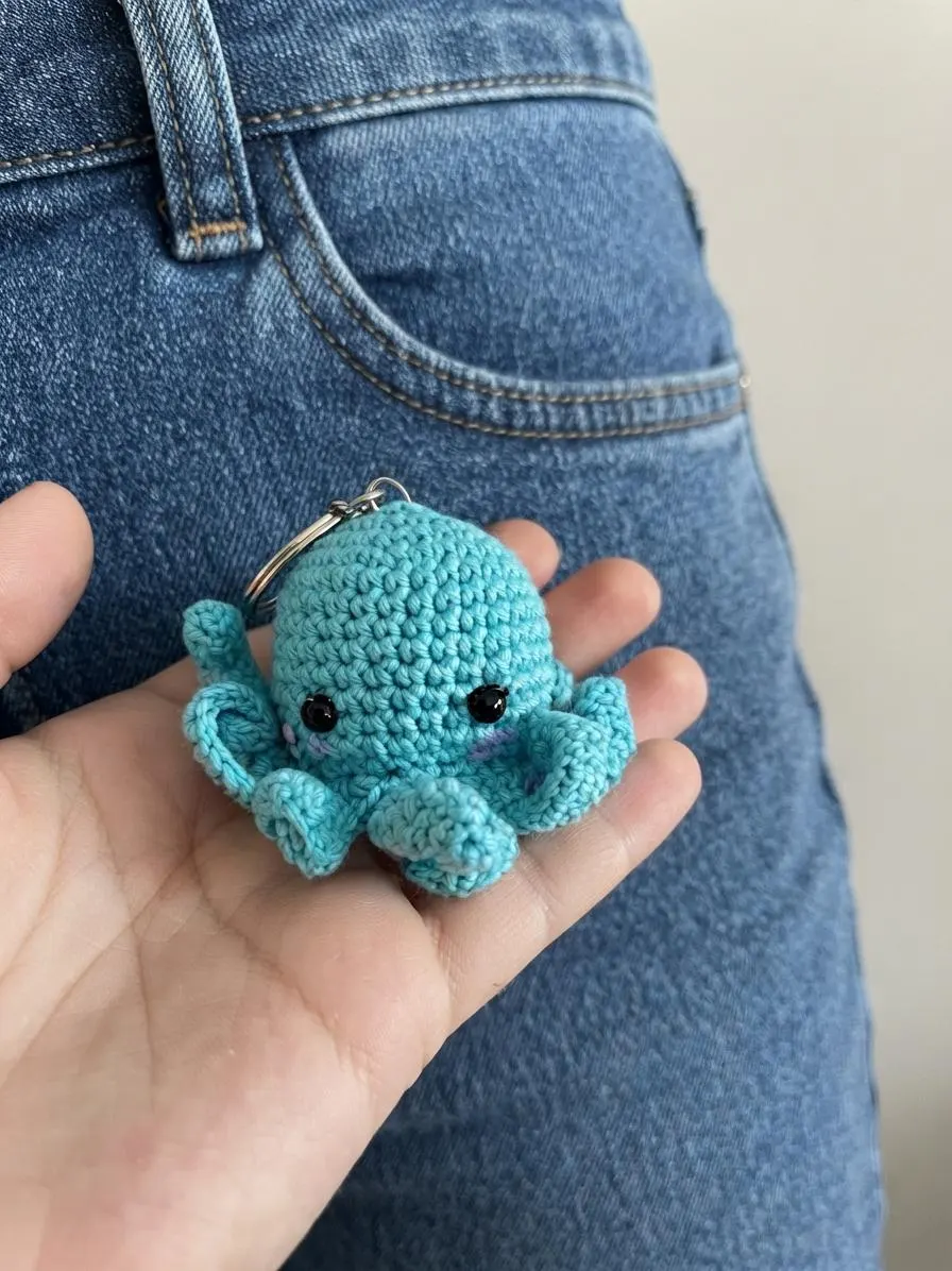 Mini Crochet Octopus Keychain, product photo 5
