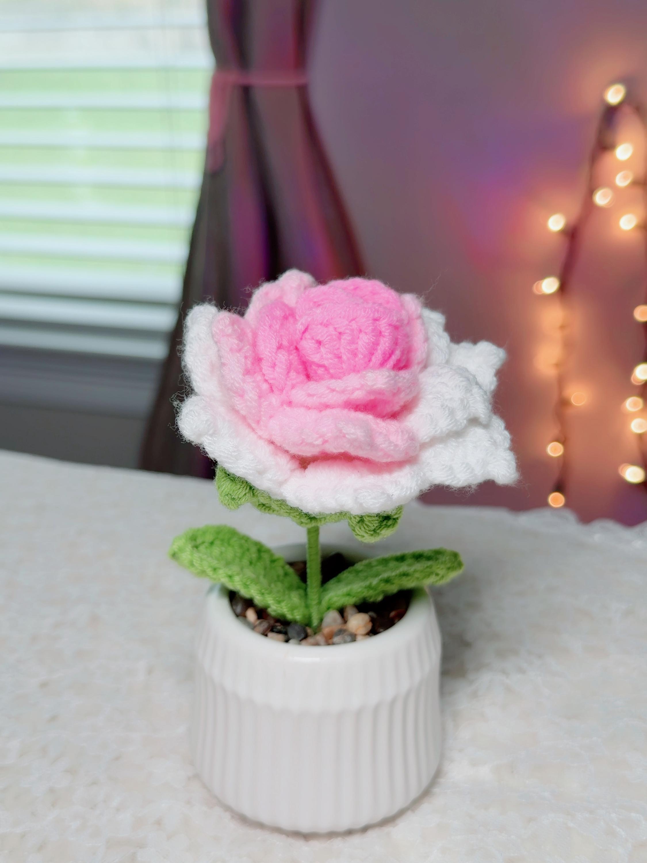 Crochet Rose in Ceramic Pot, product photo 6