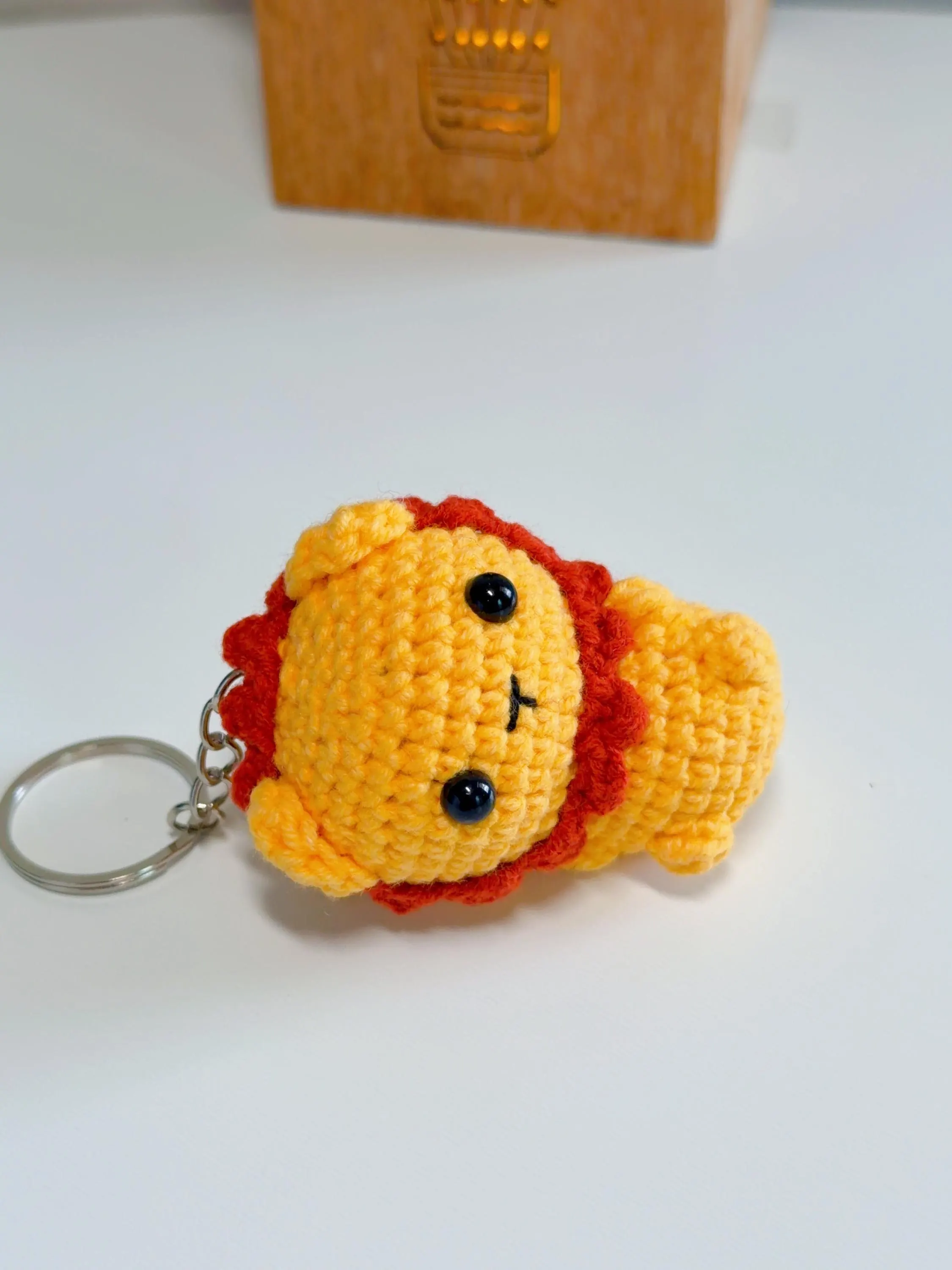 Handmade Crochet Lion Keychain, product photo 9
