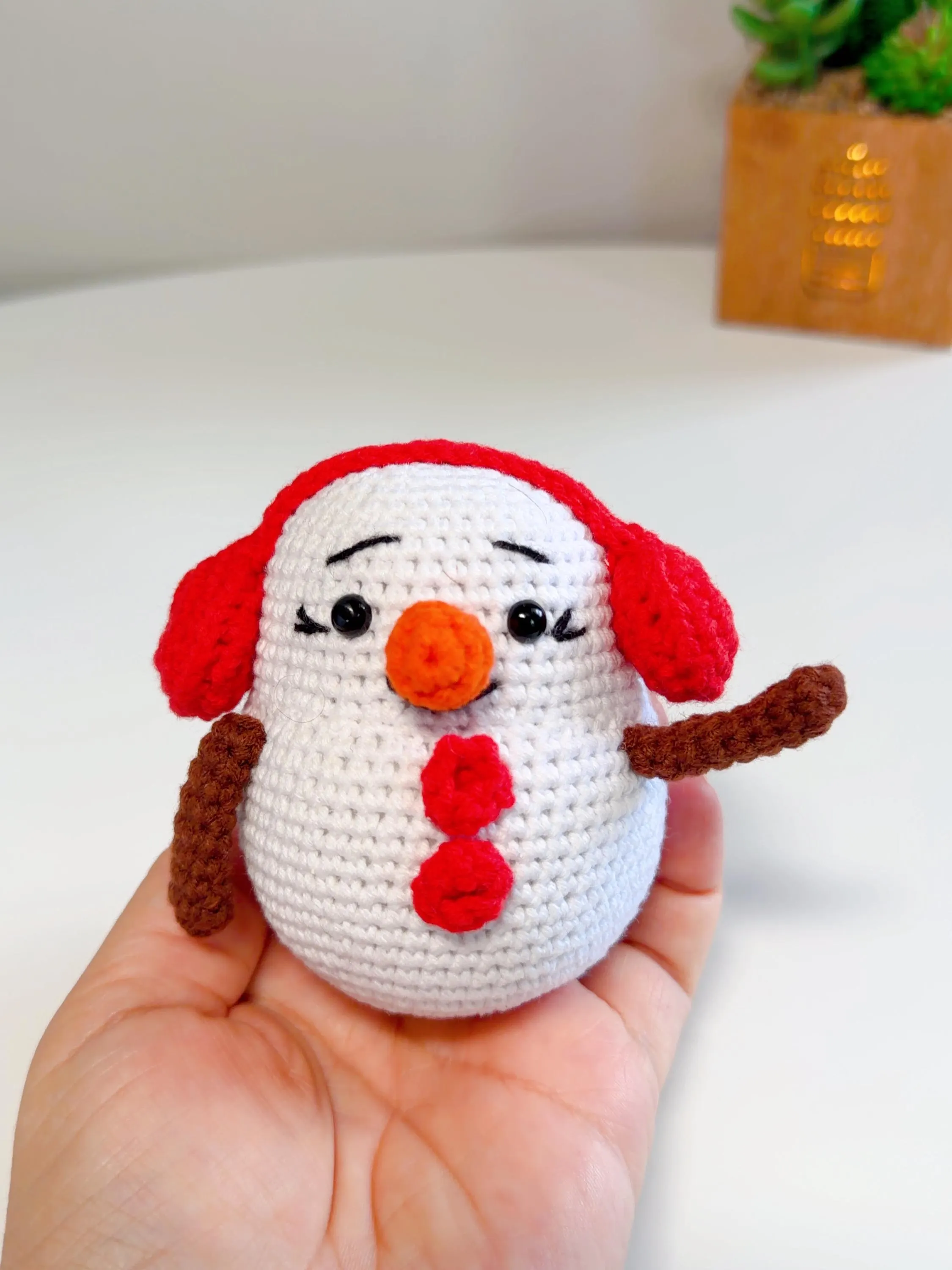 Handmade Crochet Snowman Christmas Tree Ornament, product photo 12