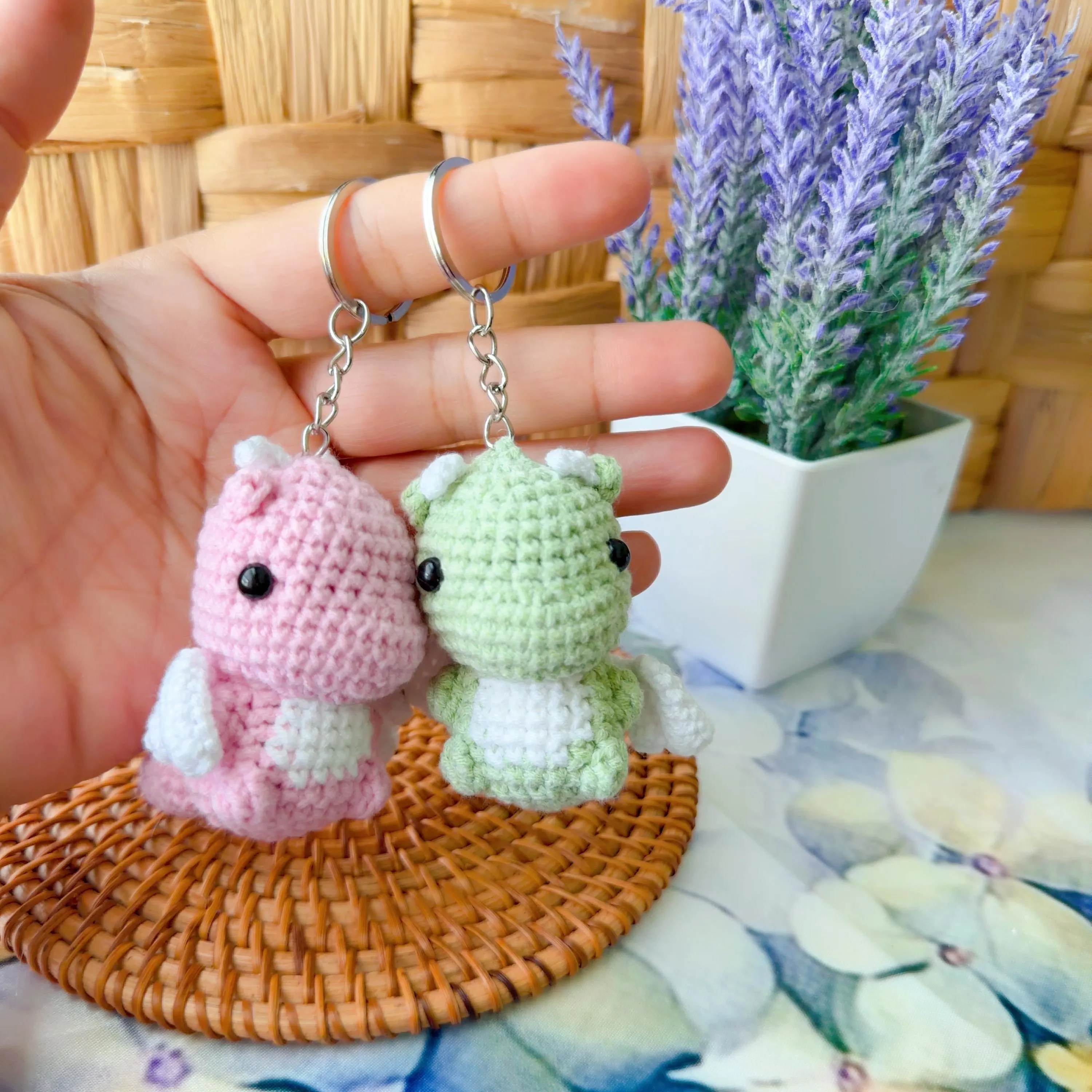 Cute Crochet Dragon Keychain, product photo 4