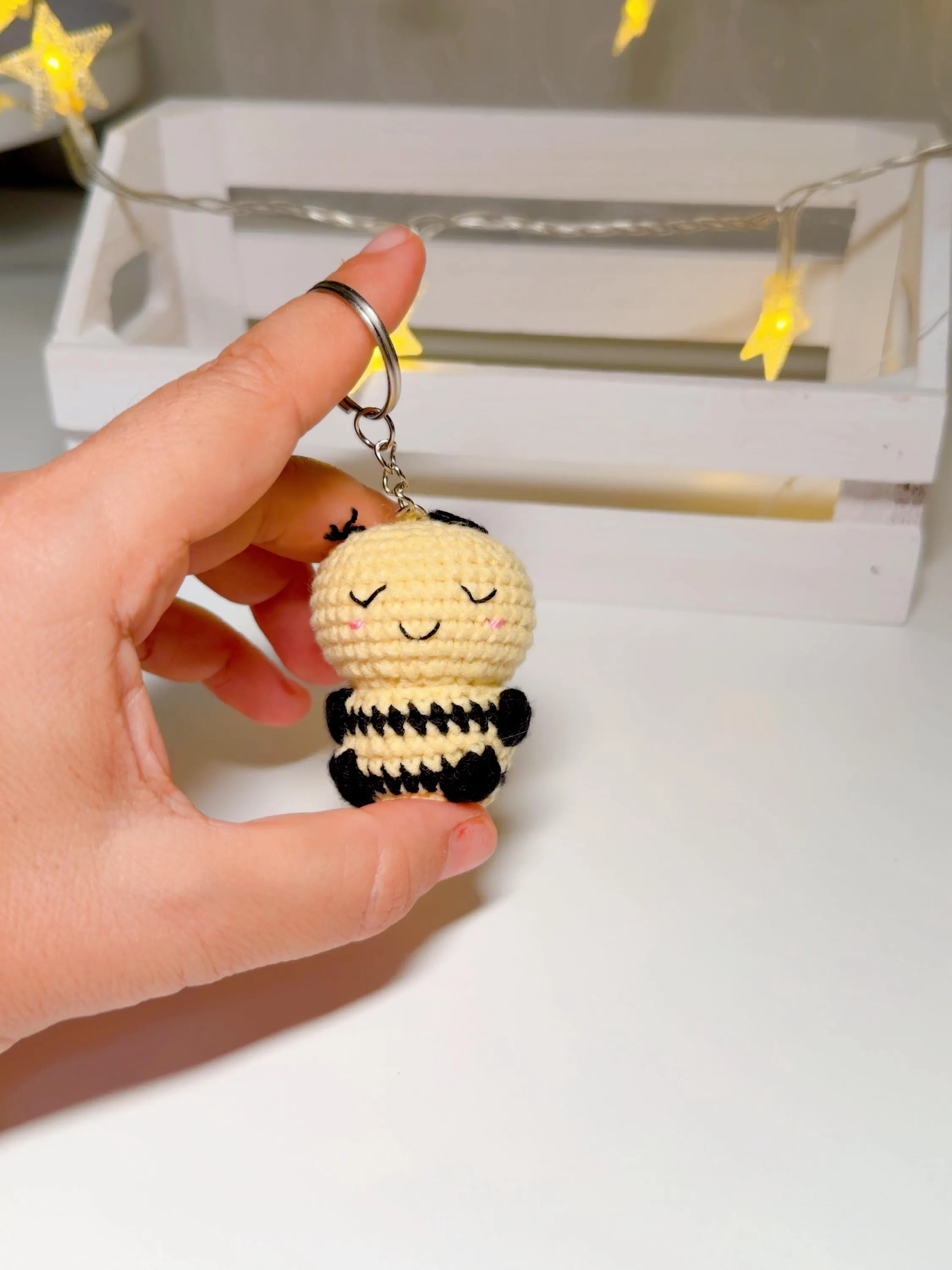 Handmade Crochet Bee Keychain, product photo 1