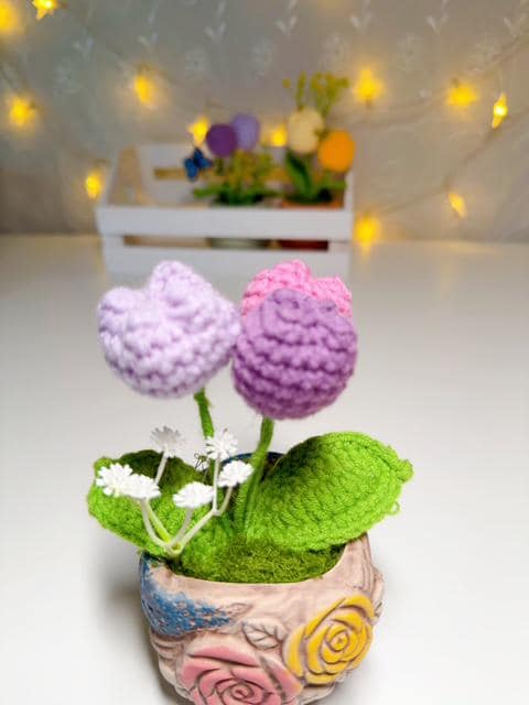 Crochet Tulips in a Ceramic Planter, product photo 7