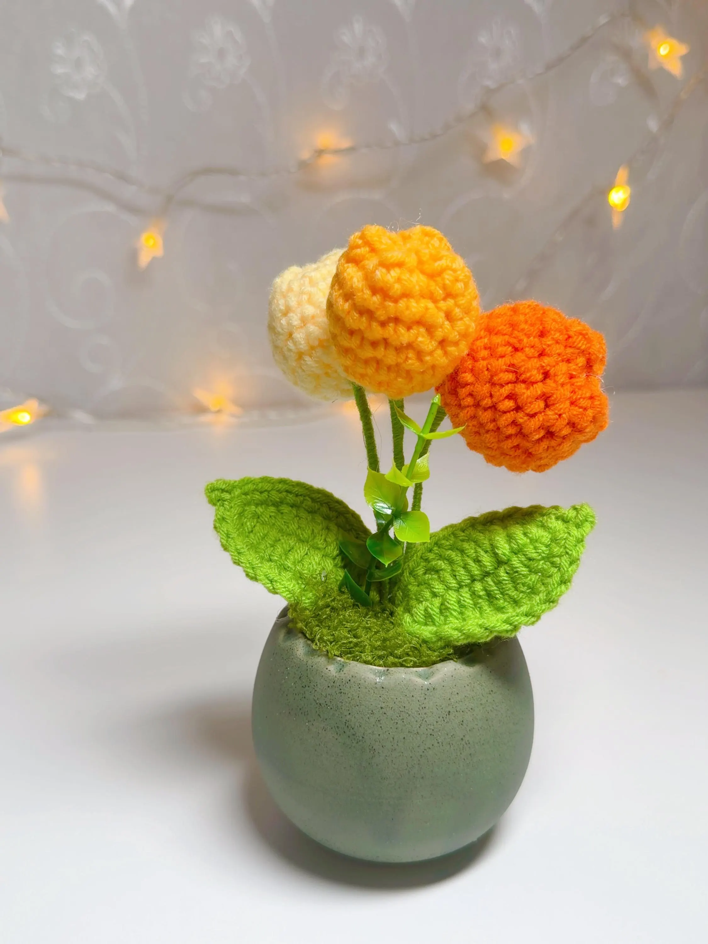 Orange & Cream Crochet Tulip Arrangement, product photo 6