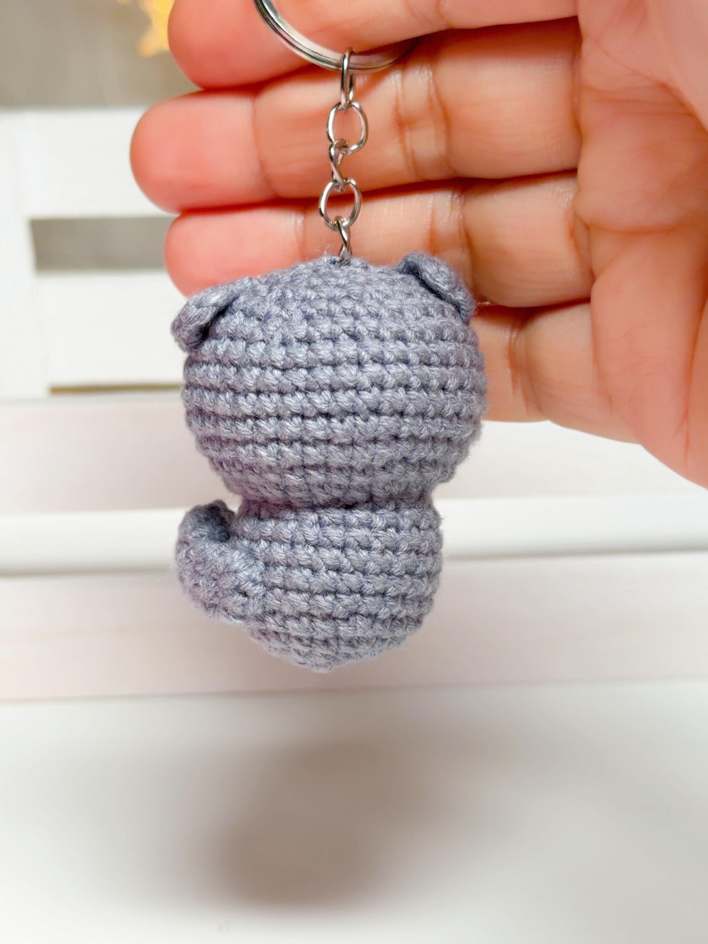 Crochet Gray Cat Keychain, product photo 7