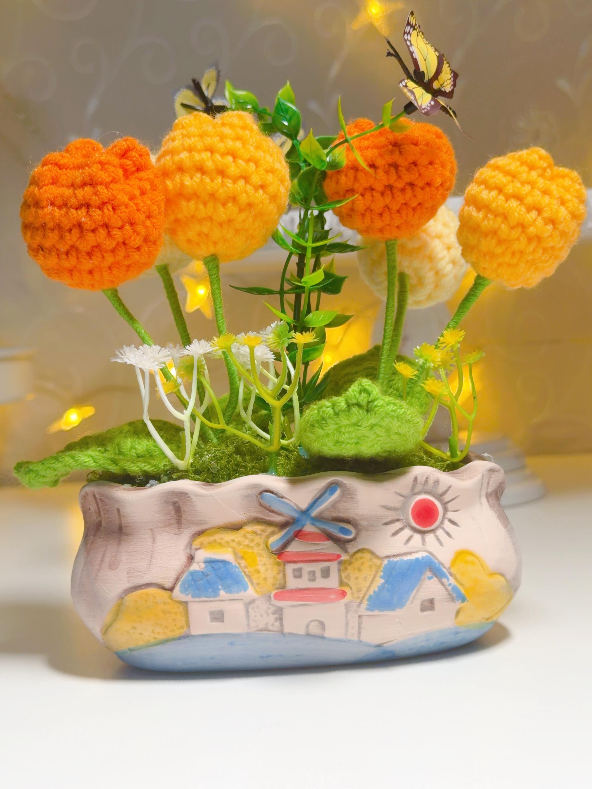 Orange & Yellow Crochet Tulip Arrangement, product photo 20