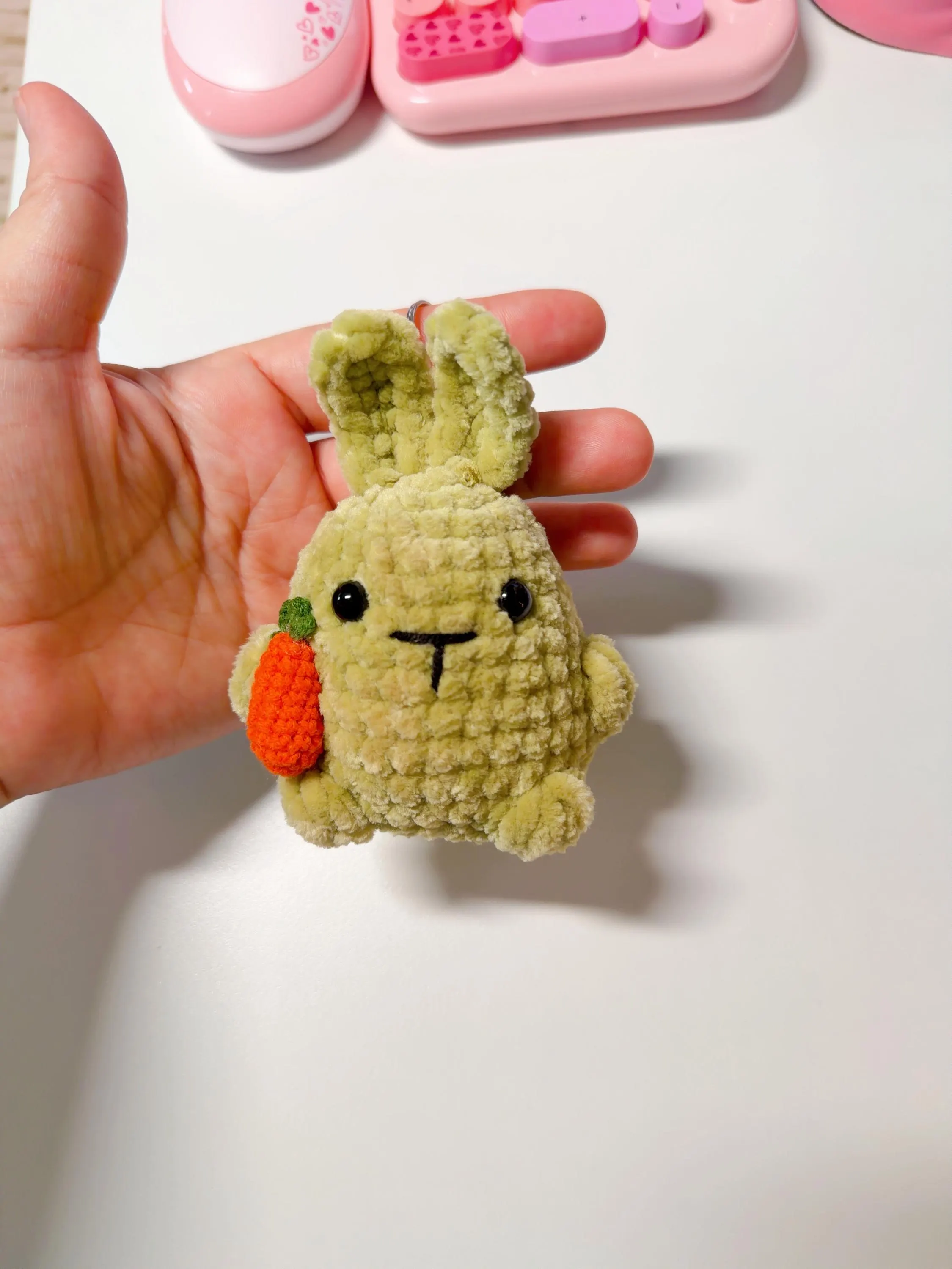Crochet Strawberry Bunny Plush Keychain, product photo 20