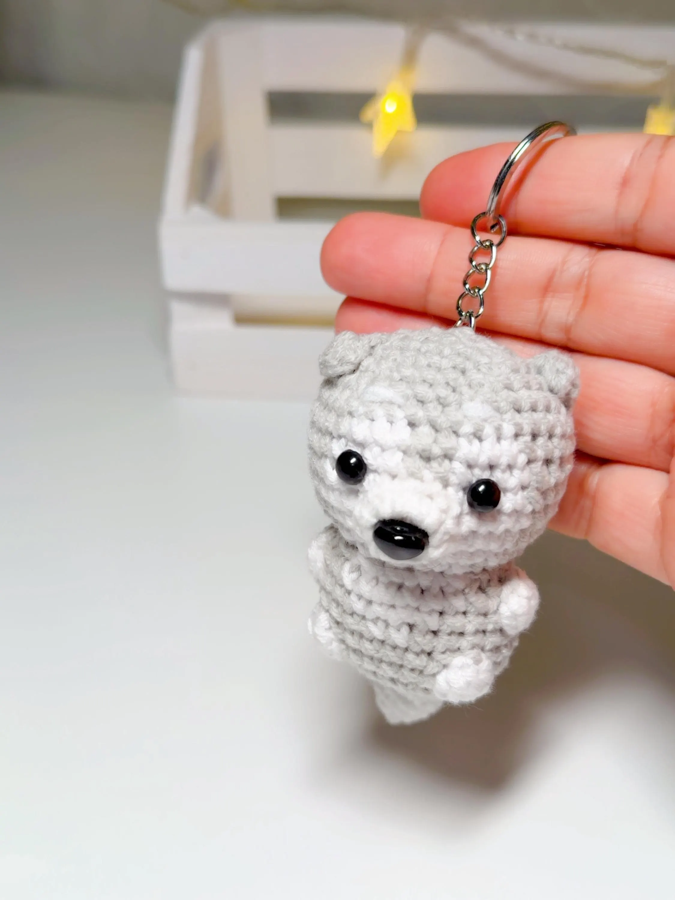 Handmade Amigurumi Crochet Dog Puppy Keychain, product photo 9