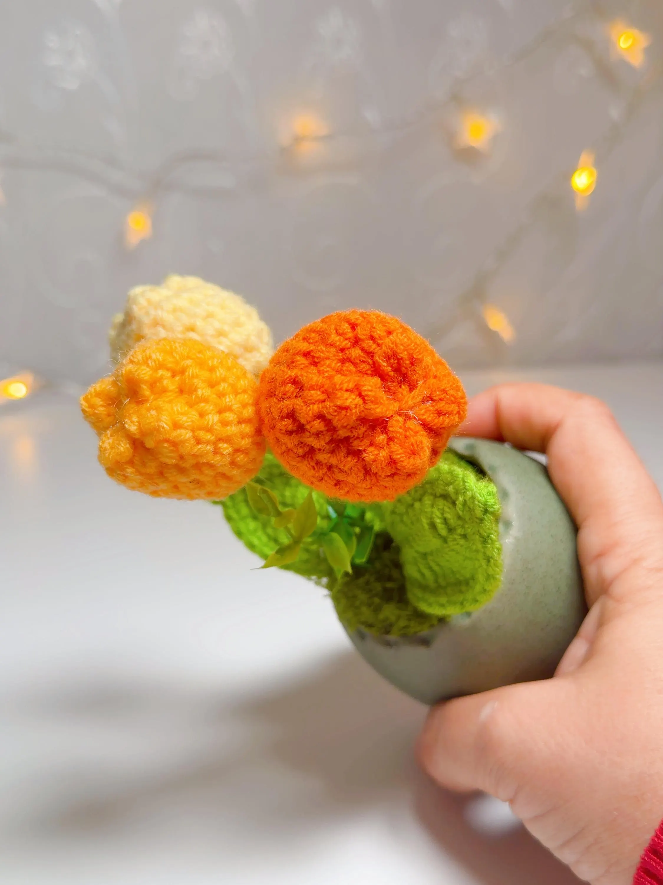 Orange & Cream Crochet Tulip Arrangement, product photo 14
