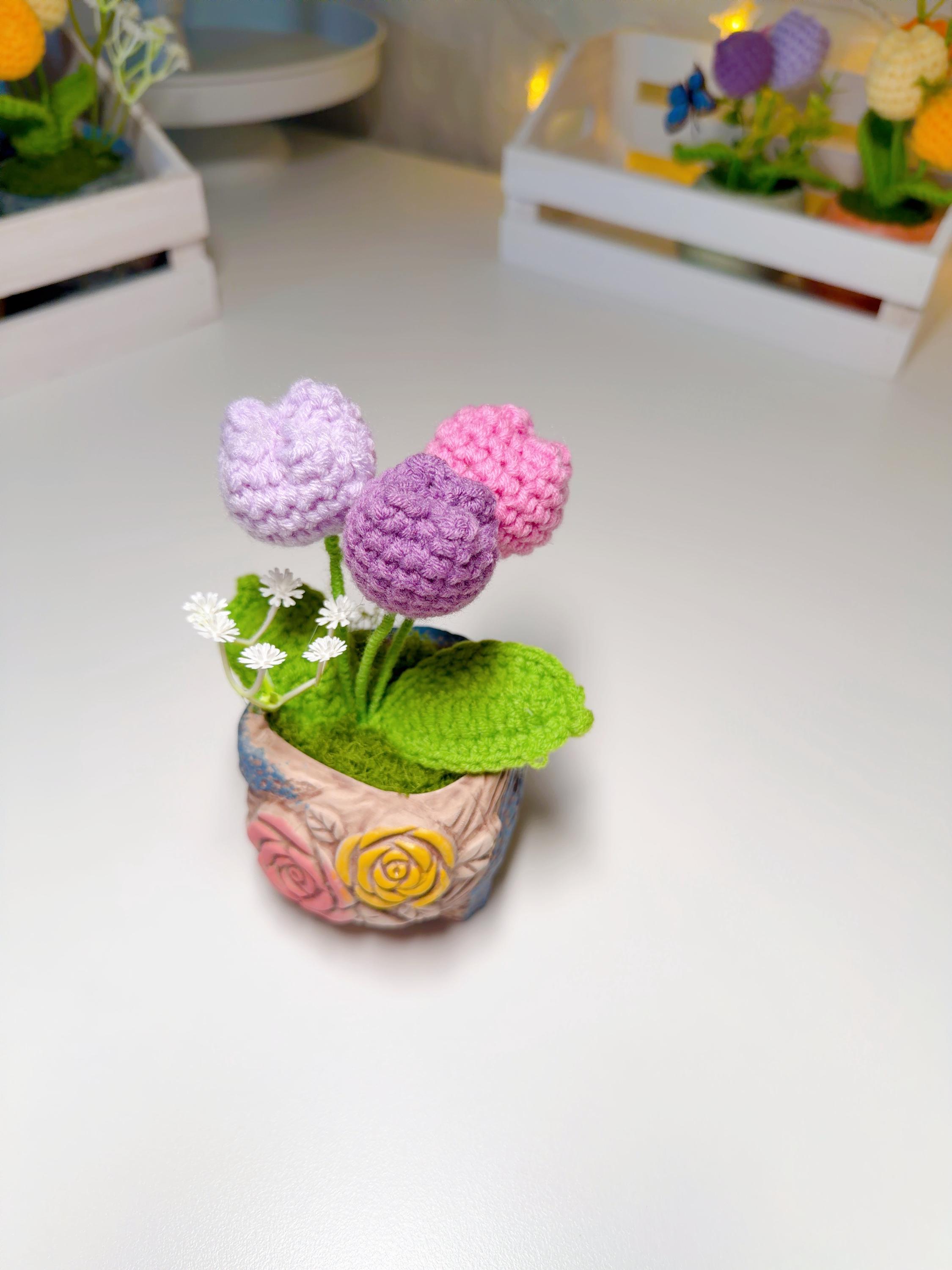 Crochet Tulips in a Ceramic Planter, product photo 9