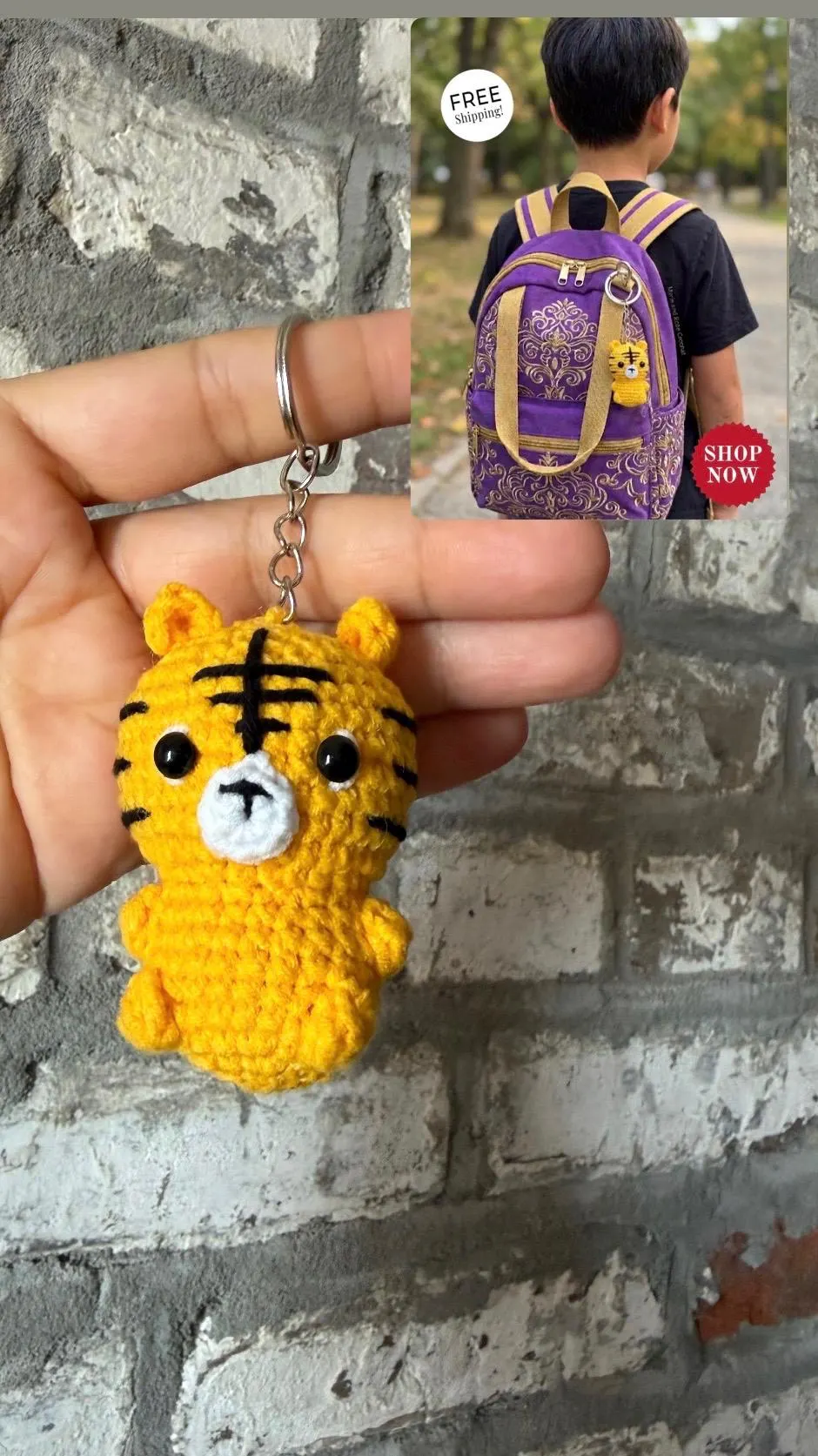Crochet Baby Tiger Keychain, product photo 13