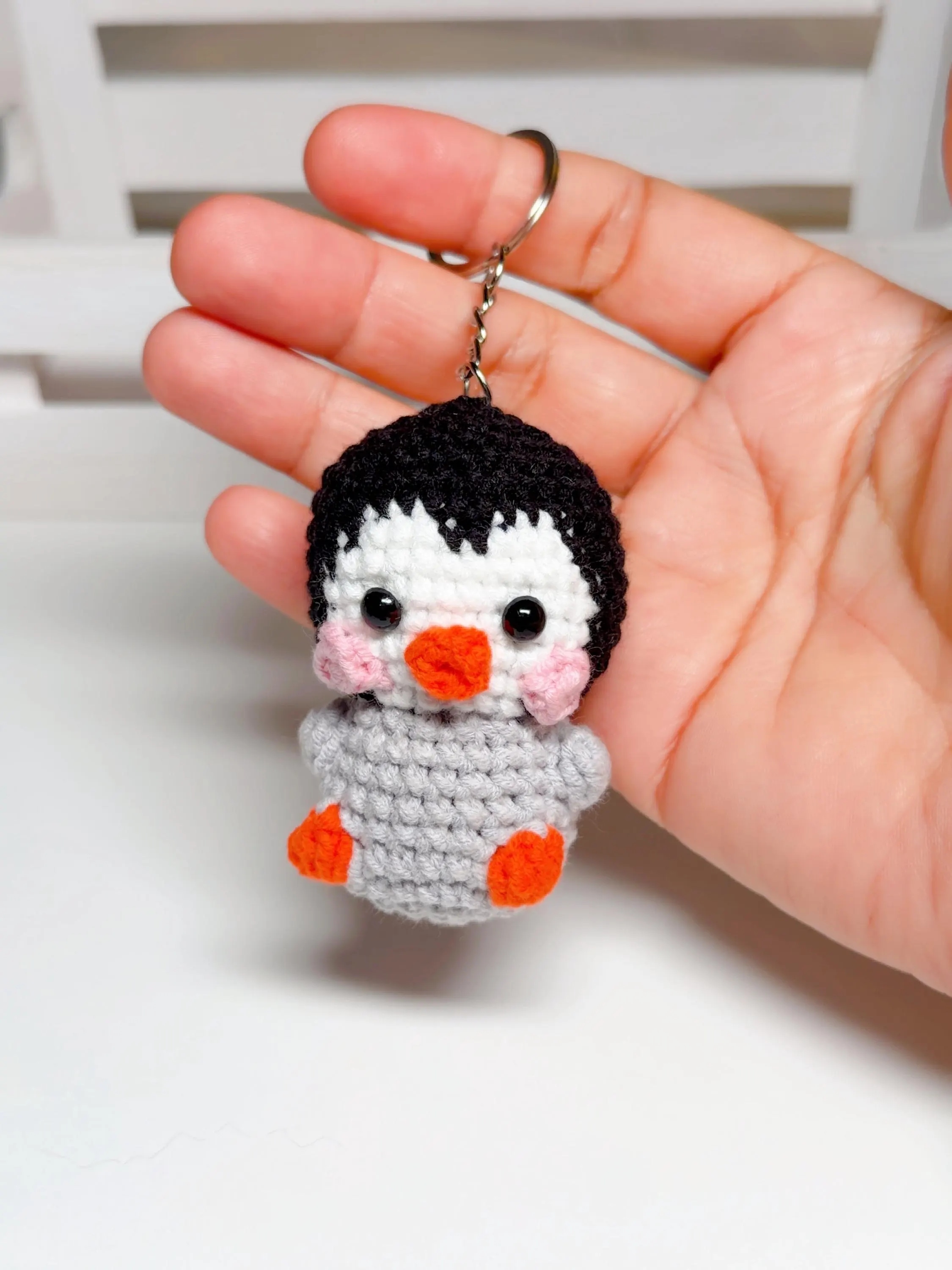 Handmade Crochet Penguin Keychain, product photo 7