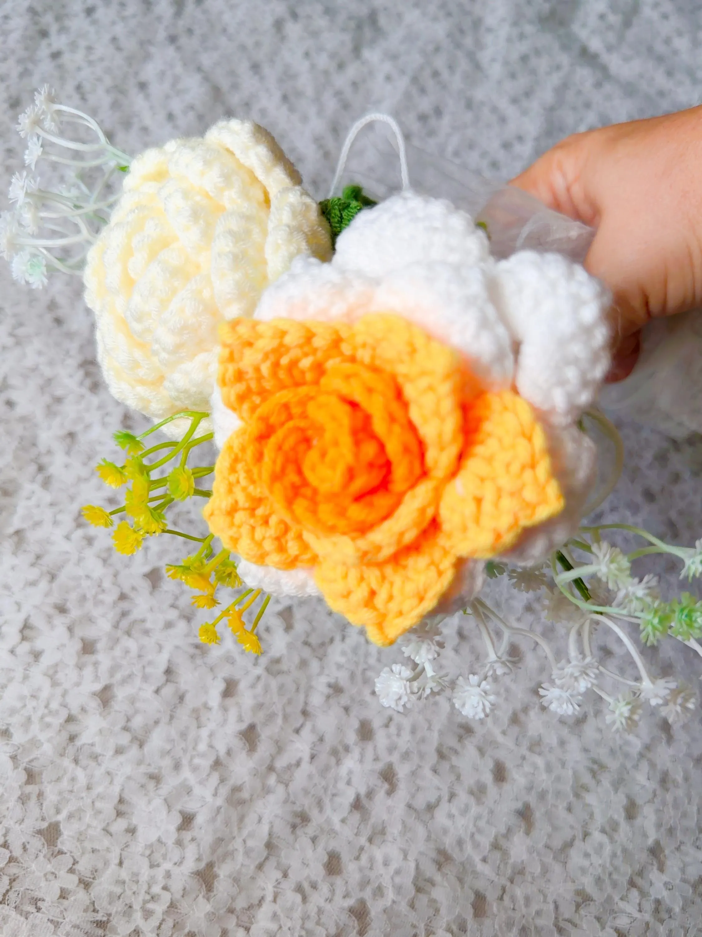 Yellow Crochet Rose Bouquet, product photo 6