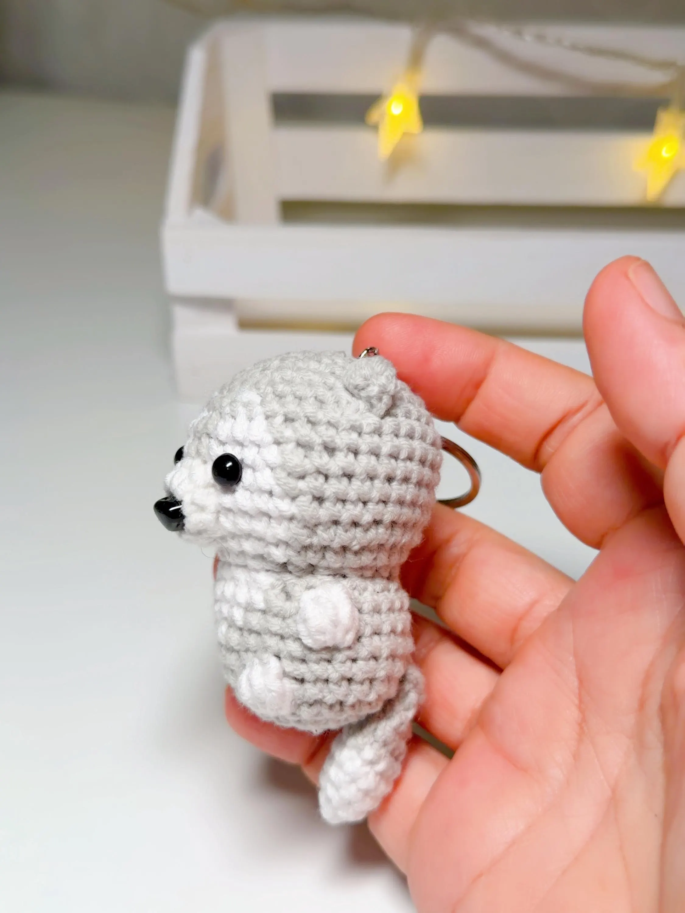 Handmade Amigurumi Crochet Dog Puppy Keychain, product photo 10