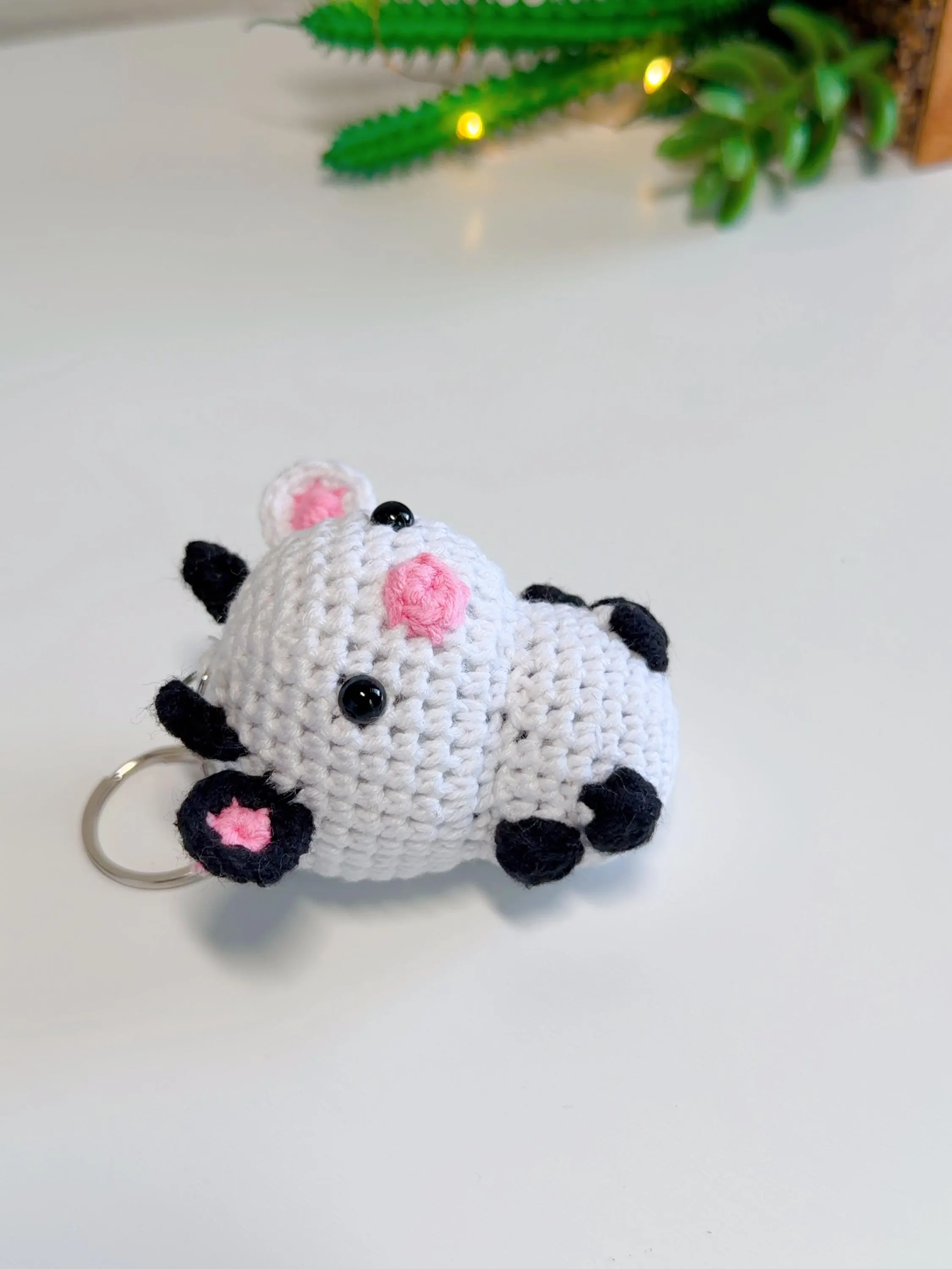 Mini Crochet Cow Keychain, product photo 12
