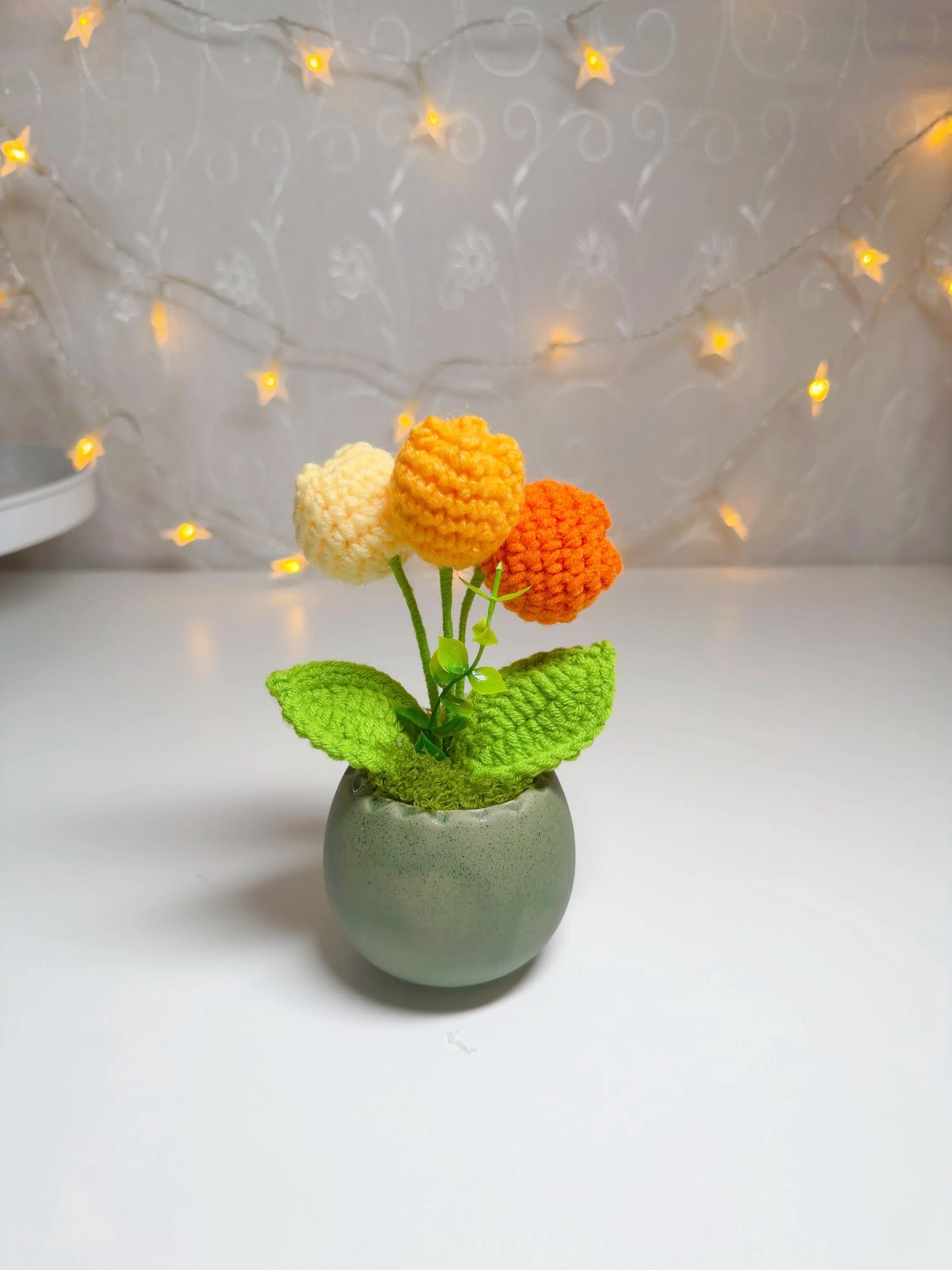 Orange & Cream Crochet Tulip Arrangement, product photo 12