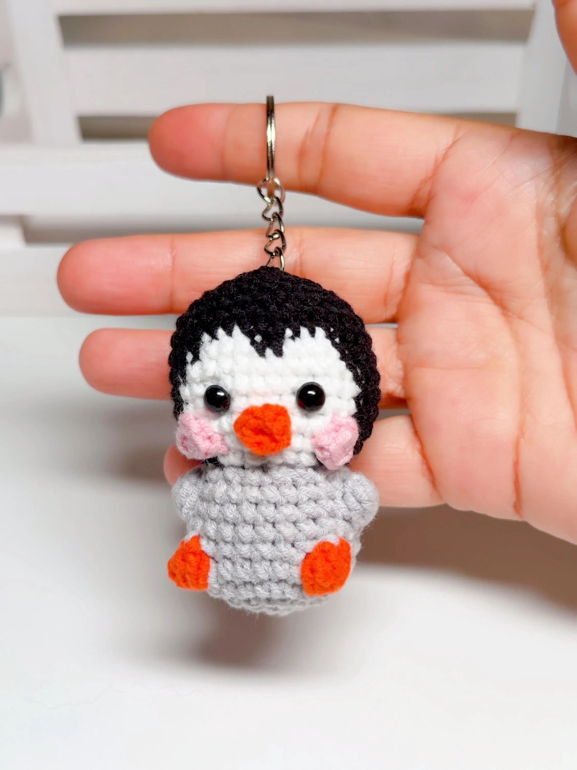 Handmade Crochet Penguin Keychain, product photo 6