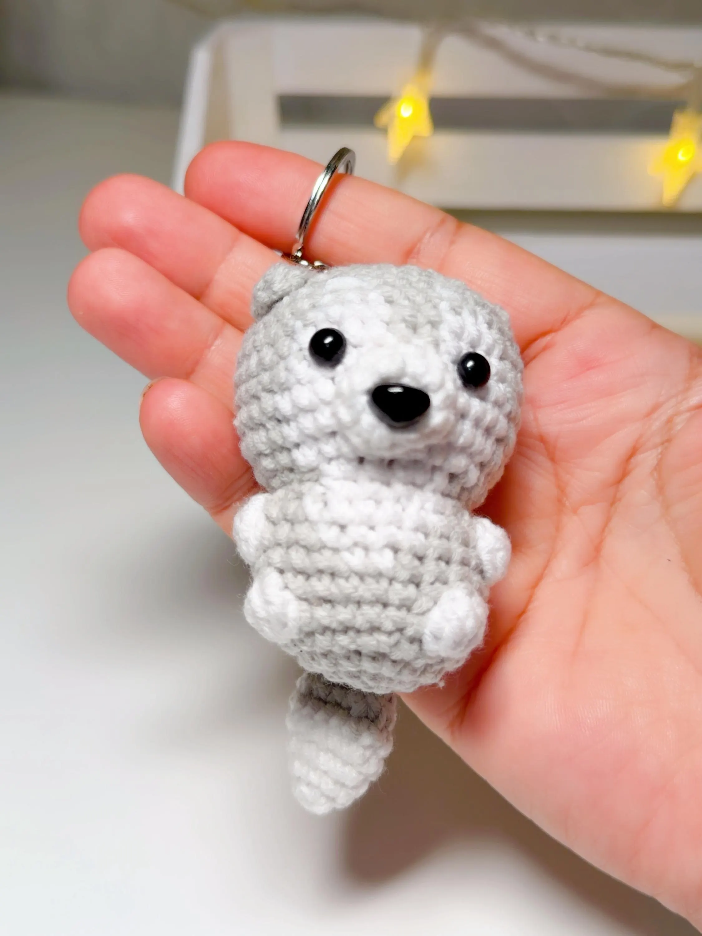 Handmade Amigurumi Crochet Dog Puppy Keychain, product photo 8