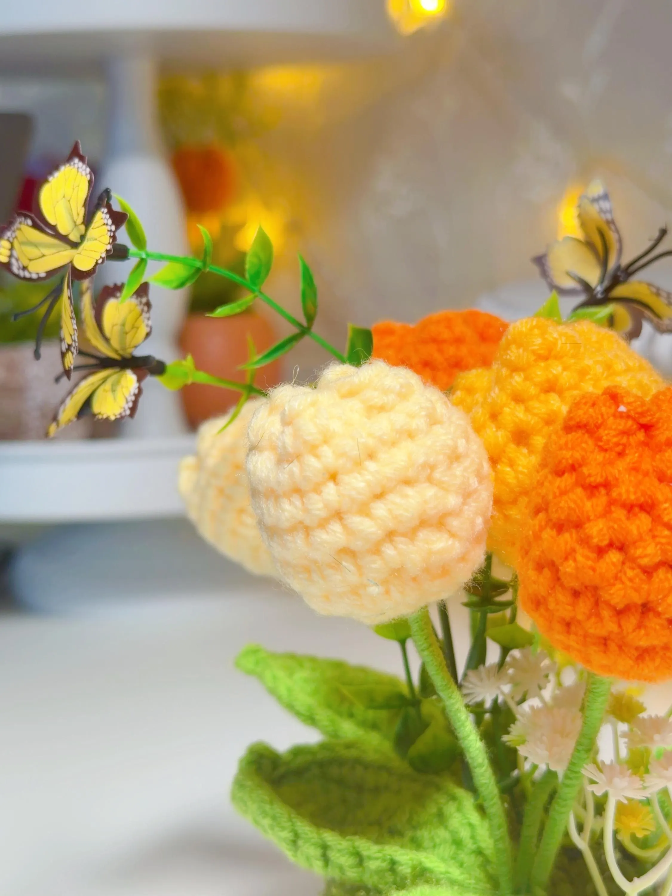 Orange & Yellow Crochet Tulip Arrangement, product photo 19