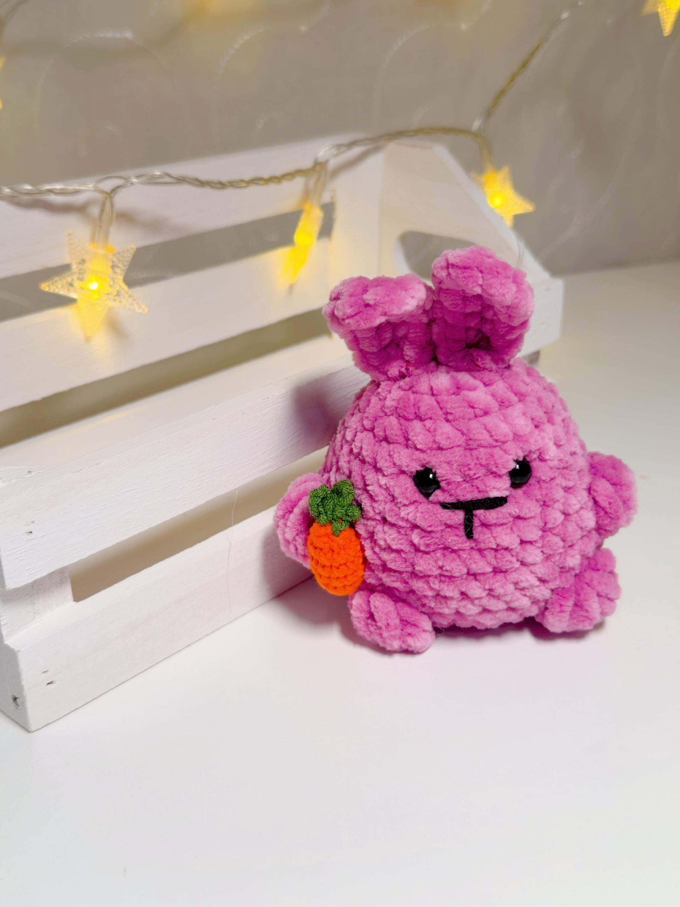 Crochet Strawberry Bunny Plush Keychain, product photo 11