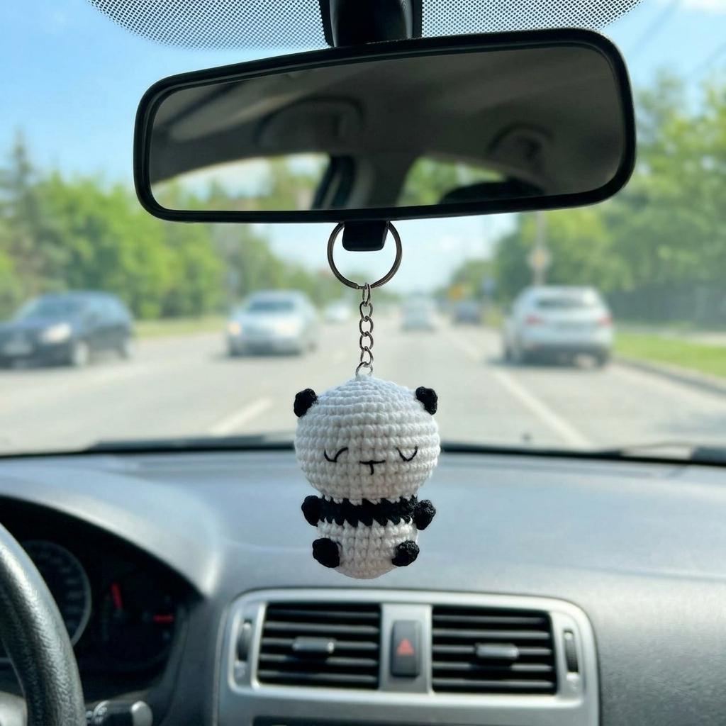 Crochet Panda Keychain, product photo 3