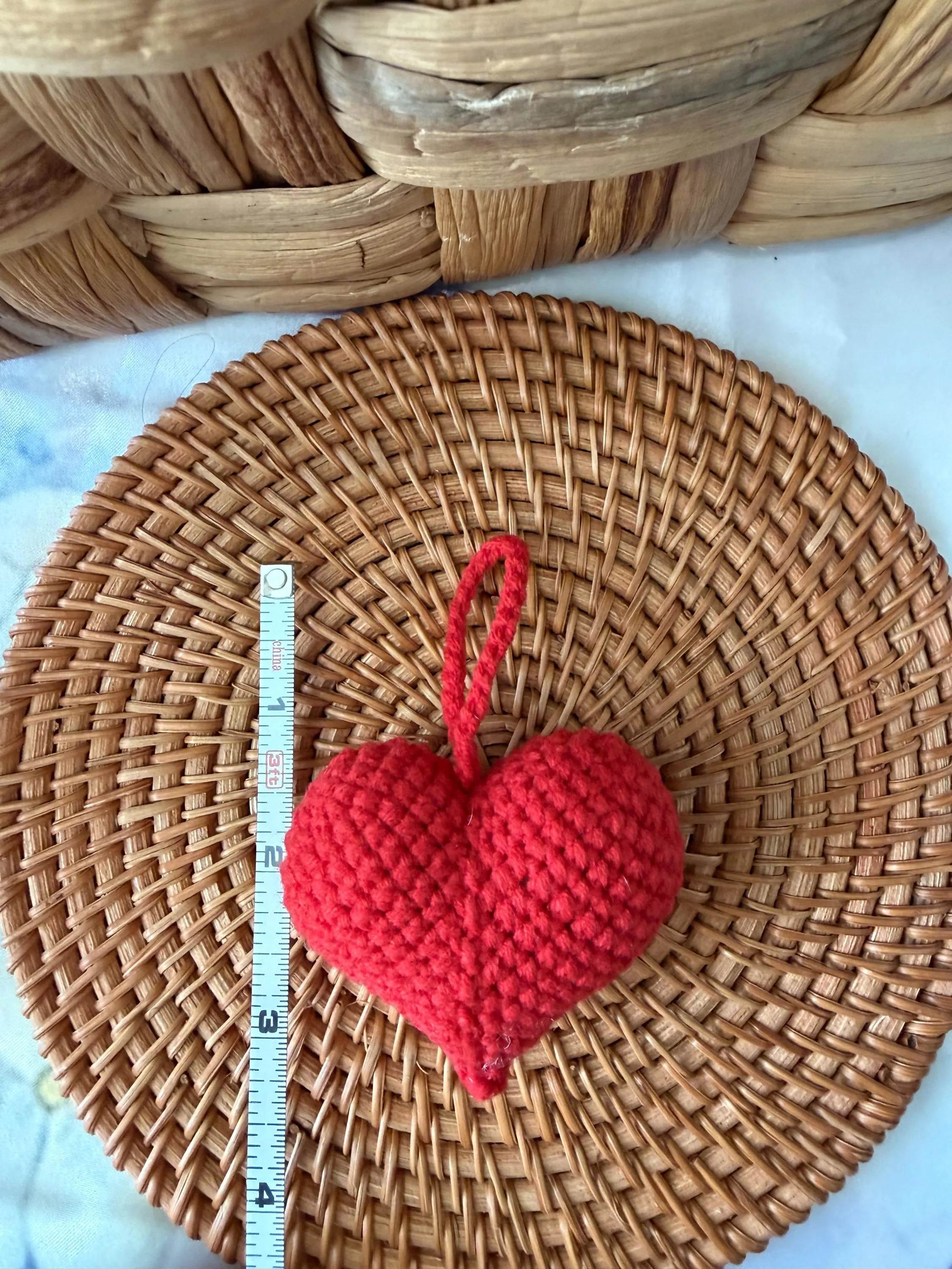 Handmade Micro Crochet Heart Bag Charm, product photo 3