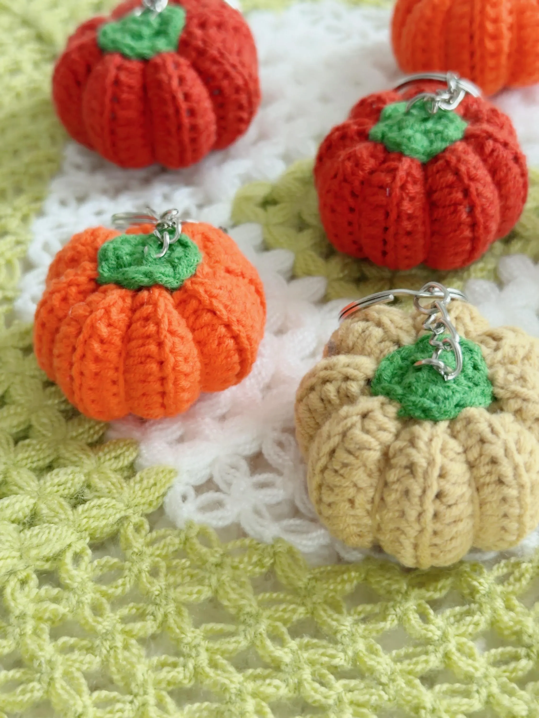 Handmade Crochet Pumpkin Keychain, product photo 1