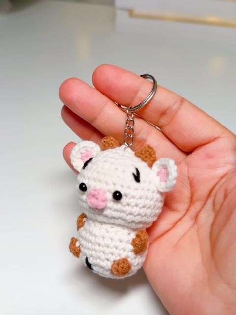 Cute Mini Crochet Cow Plush Keychain Little Desk, product photo 8