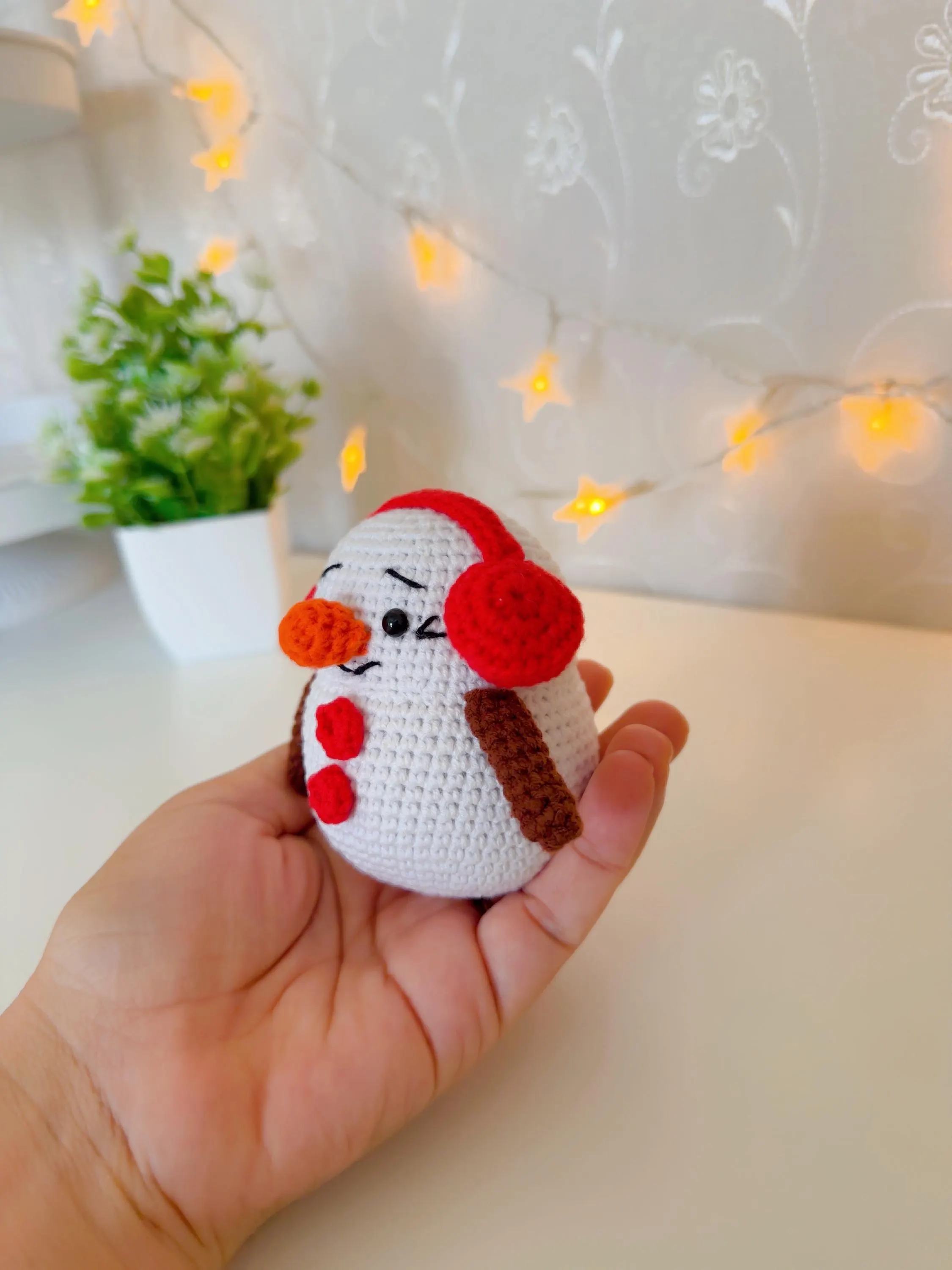 Handmade Crochet Snowman Christmas Tree Ornament, product photo 5