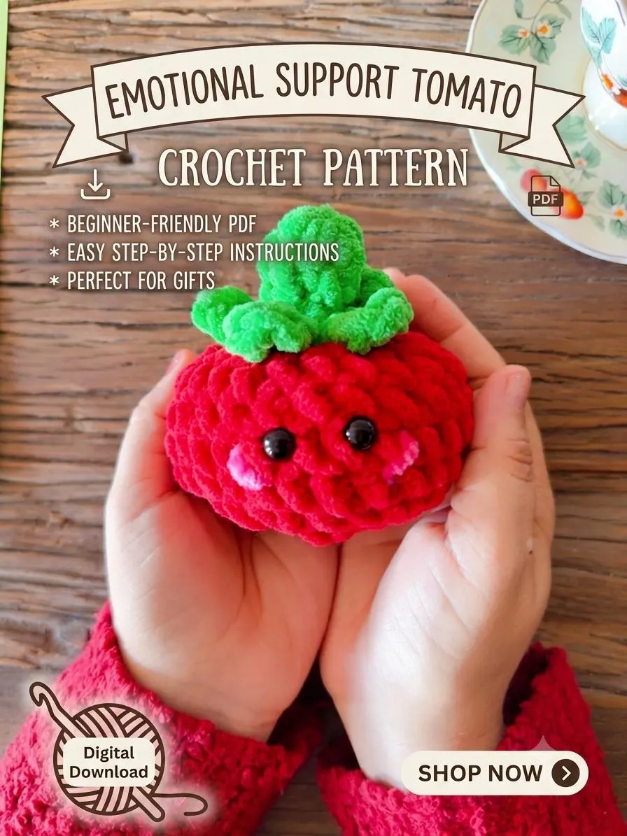 Emotional Support Tomato Crochet Pattern |, product photo 1