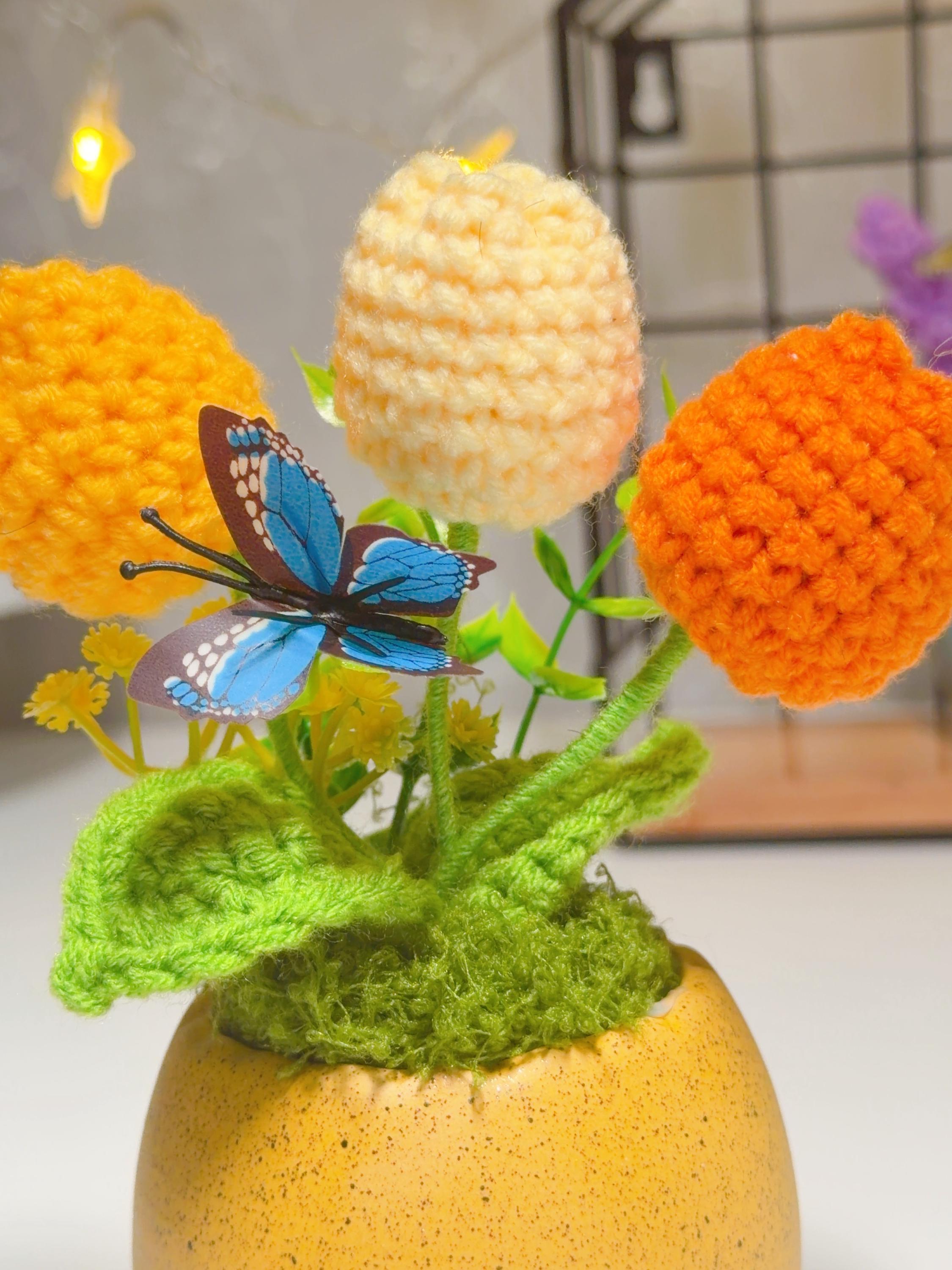Orange, Yellow & Cream Crochet Tulip Arrangement, product photo 12
