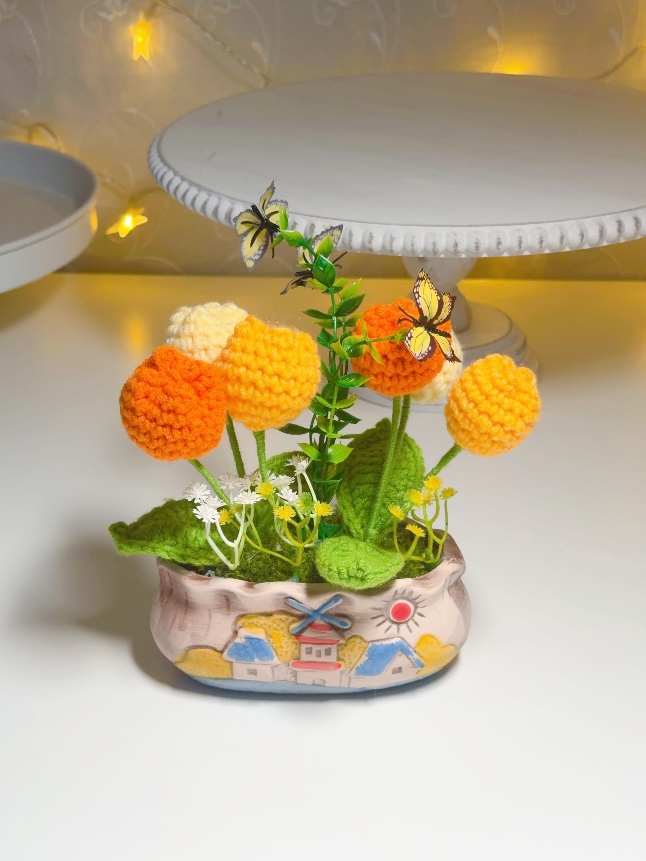 Orange & Yellow Crochet Tulip Arrangement, product photo 14