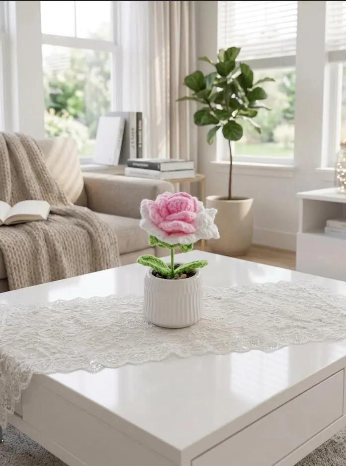 Crochet Rose in Ceramic Pot, product photo 4