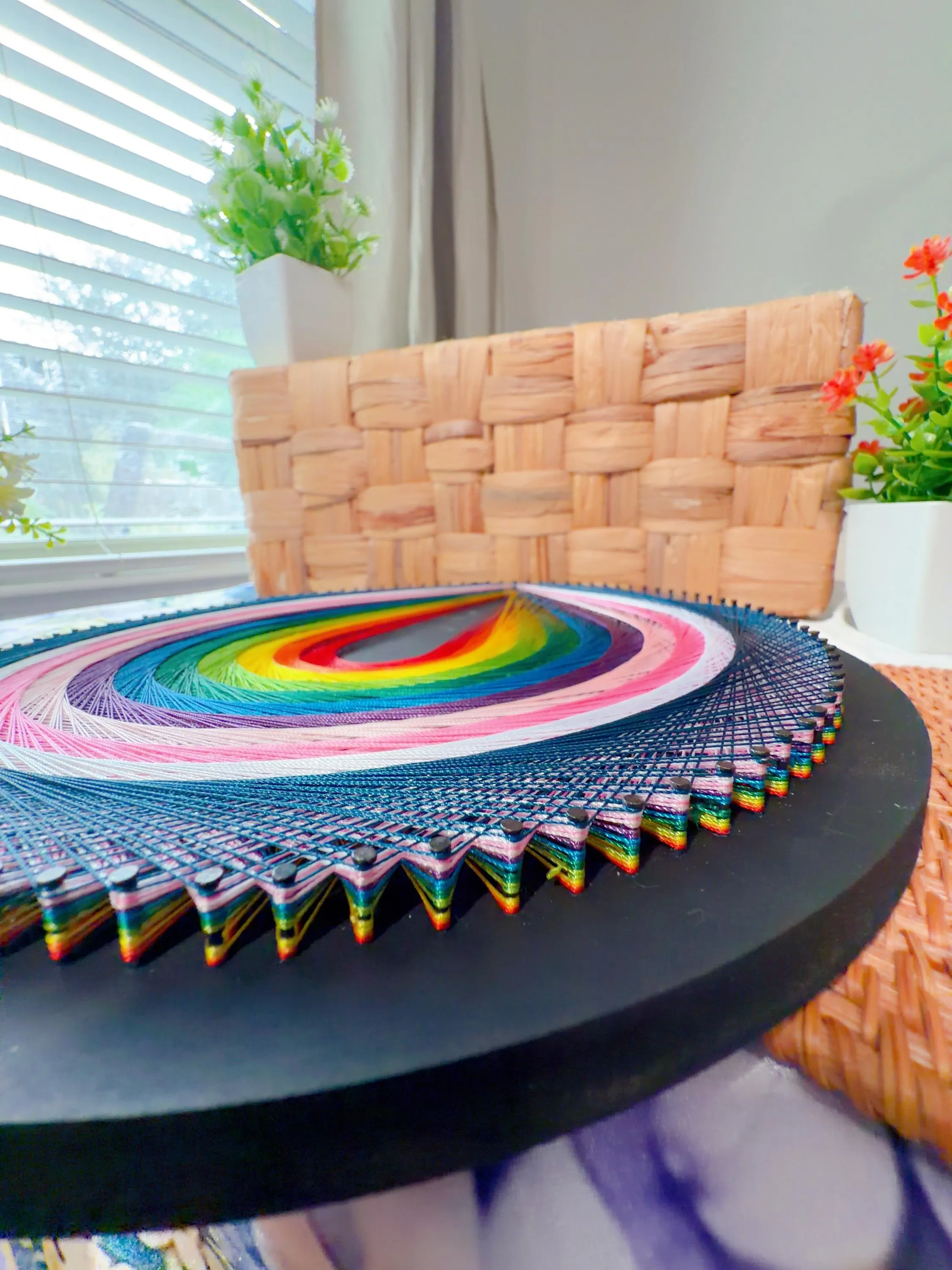 Rainbow Teardrop String Art | Boho Fiber Wall, product photo 6