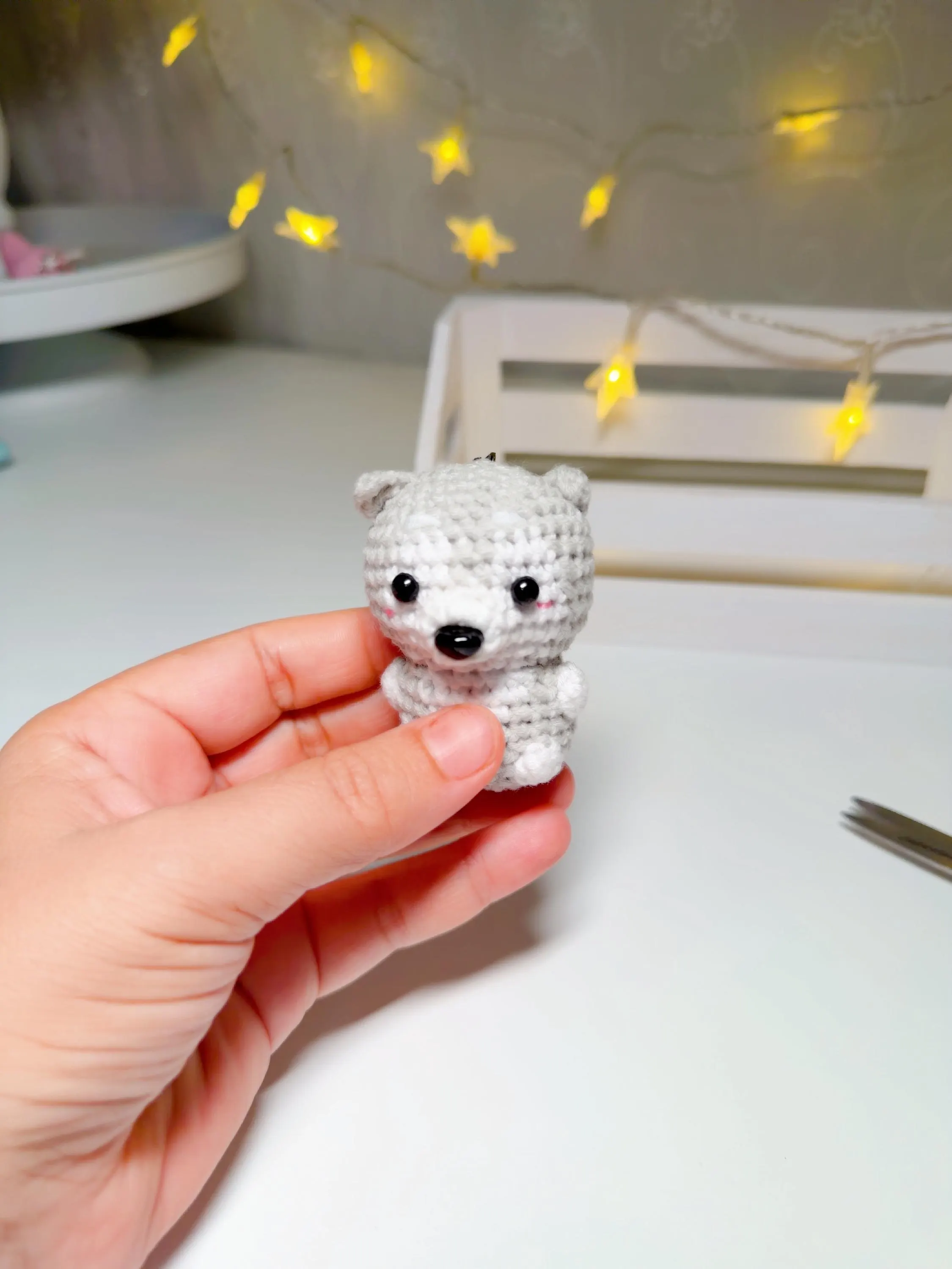 Handmade Amigurumi Crochet Dog Puppy Keychain, product photo 6