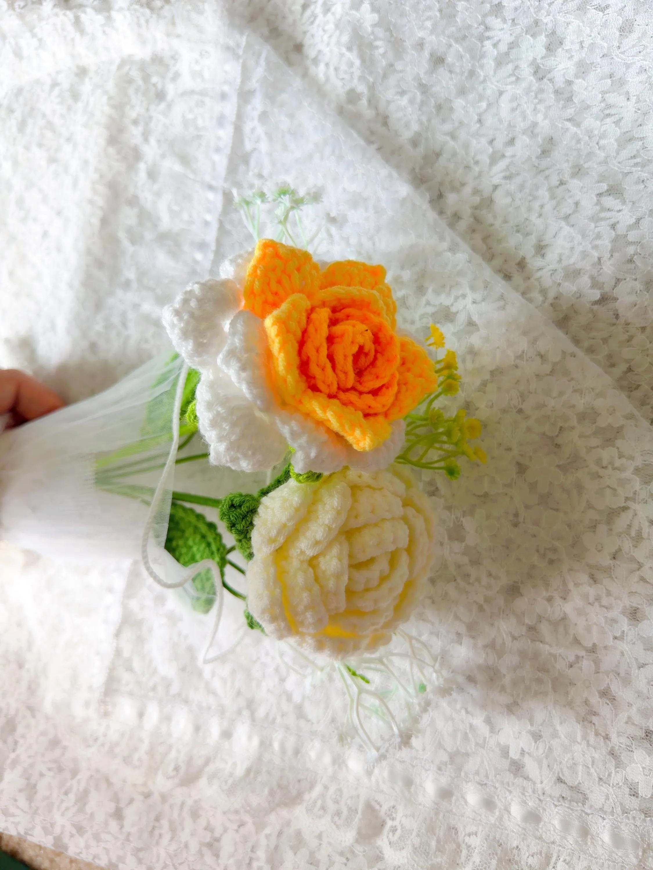 Yellow Crochet Rose Bouquet, product photo 12