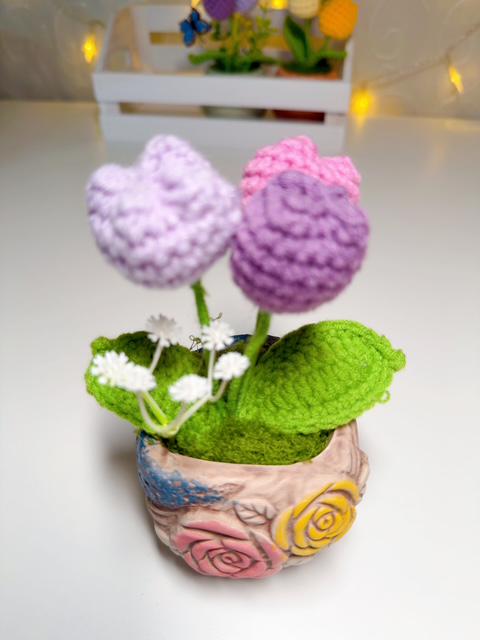Crochet Tulips in a Ceramic Planter, product photo 8