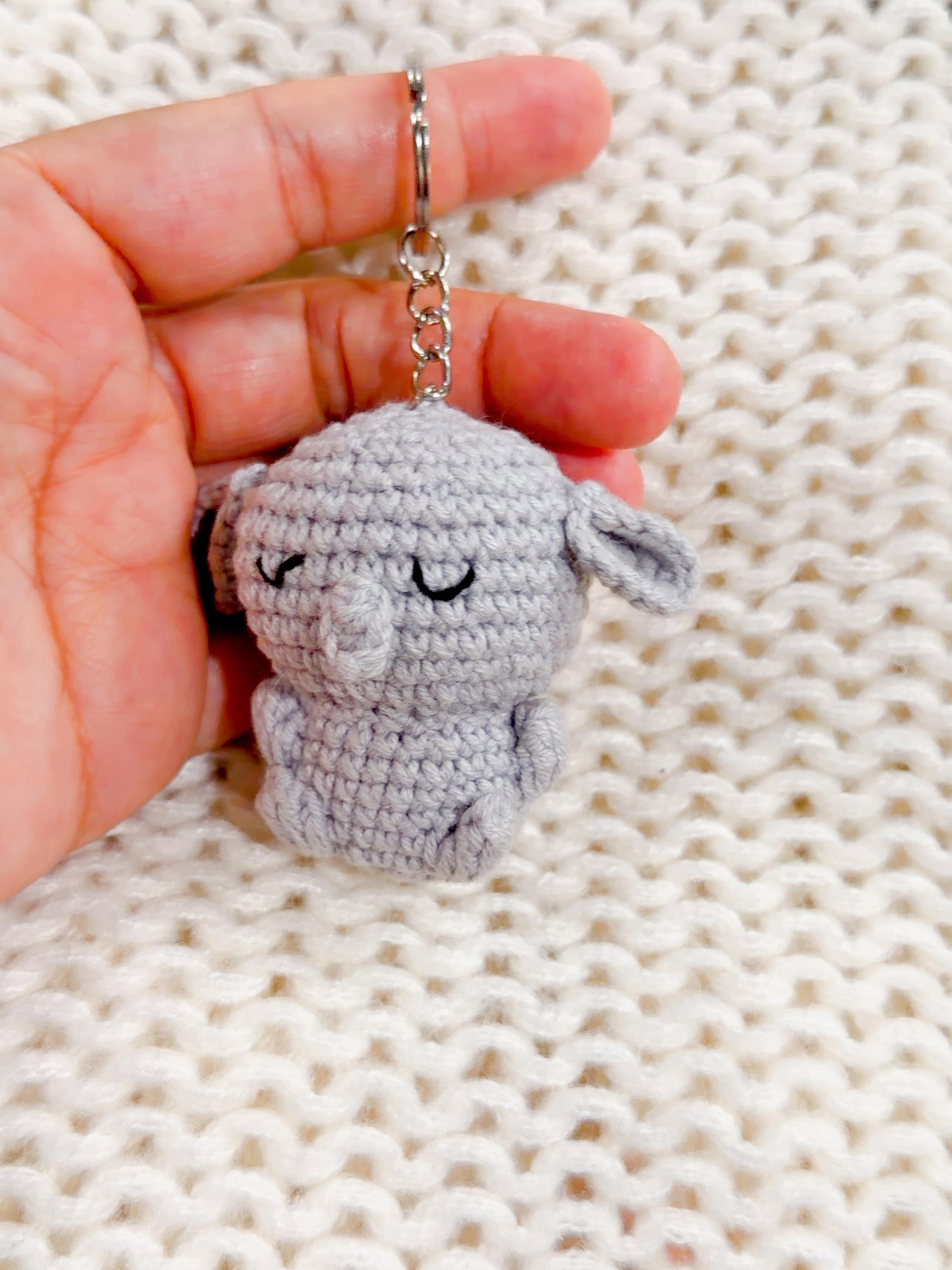 Handmade Crochet Elephant Keychain, product photo 12