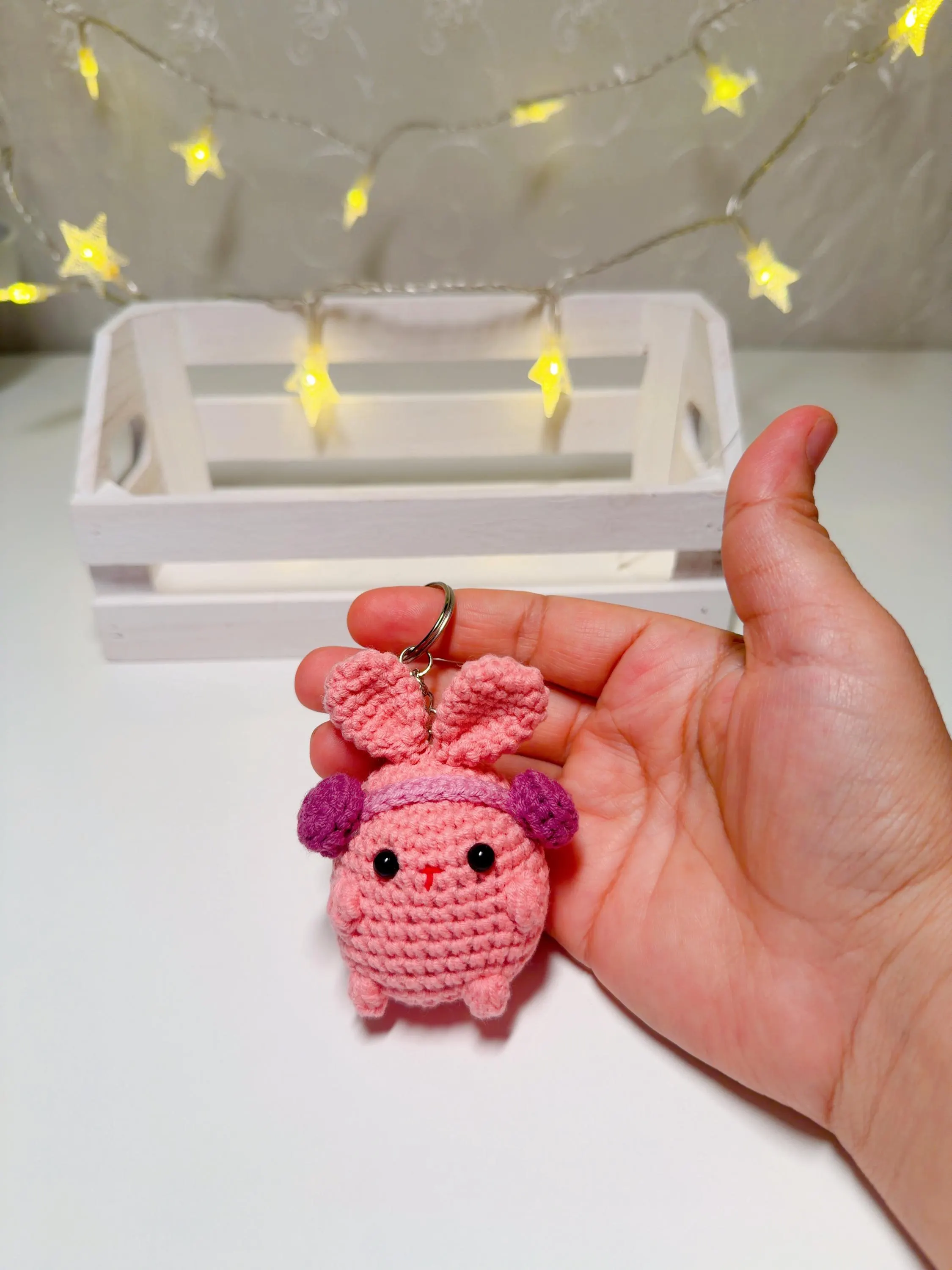 Handmade Crochet Bunny Keychain, product photo 5