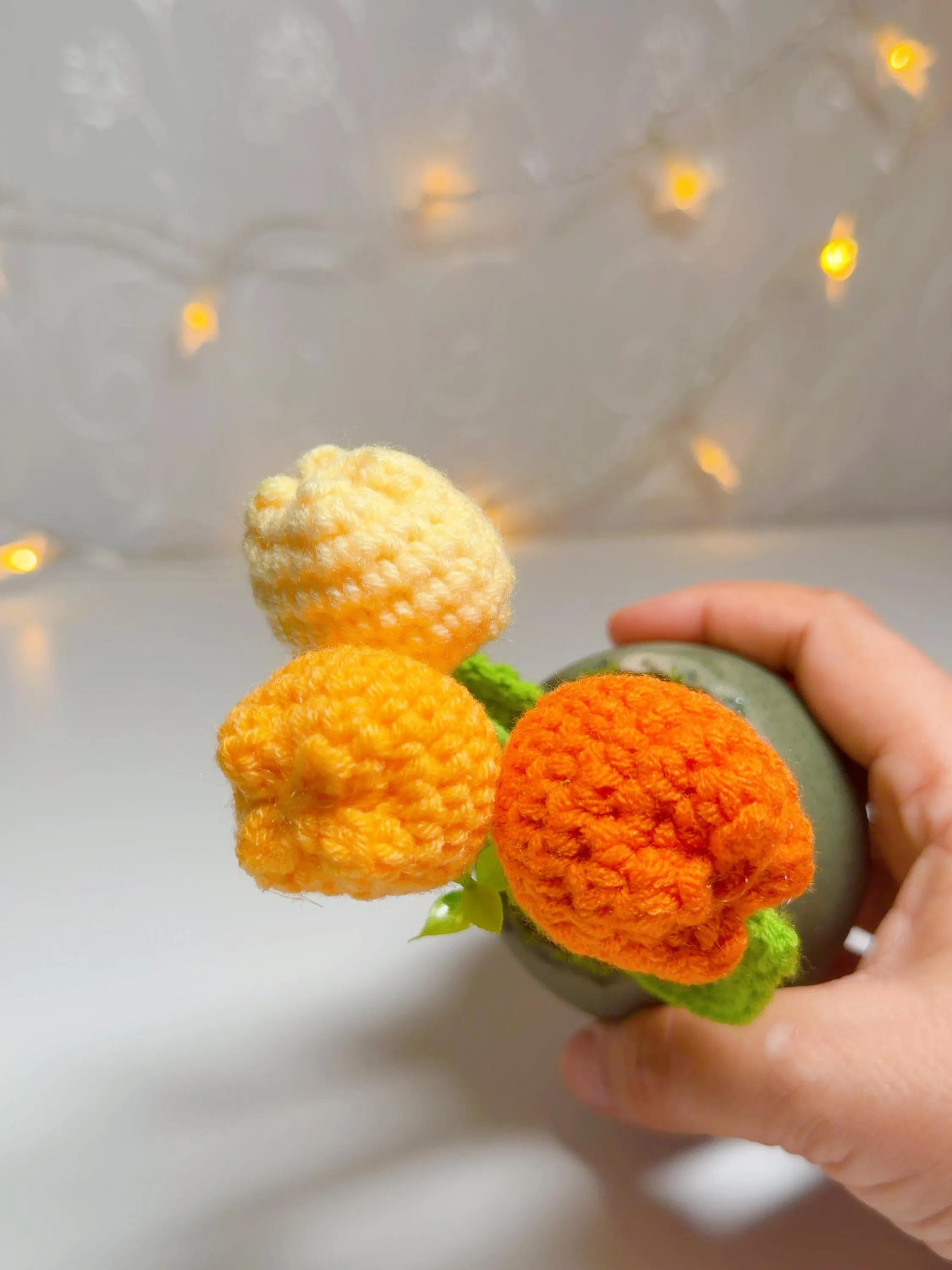 Orange & Cream Crochet Tulip Arrangement, product photo 9