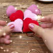 Handmade Micro Crochet Heart Bag Charm, product photo 2