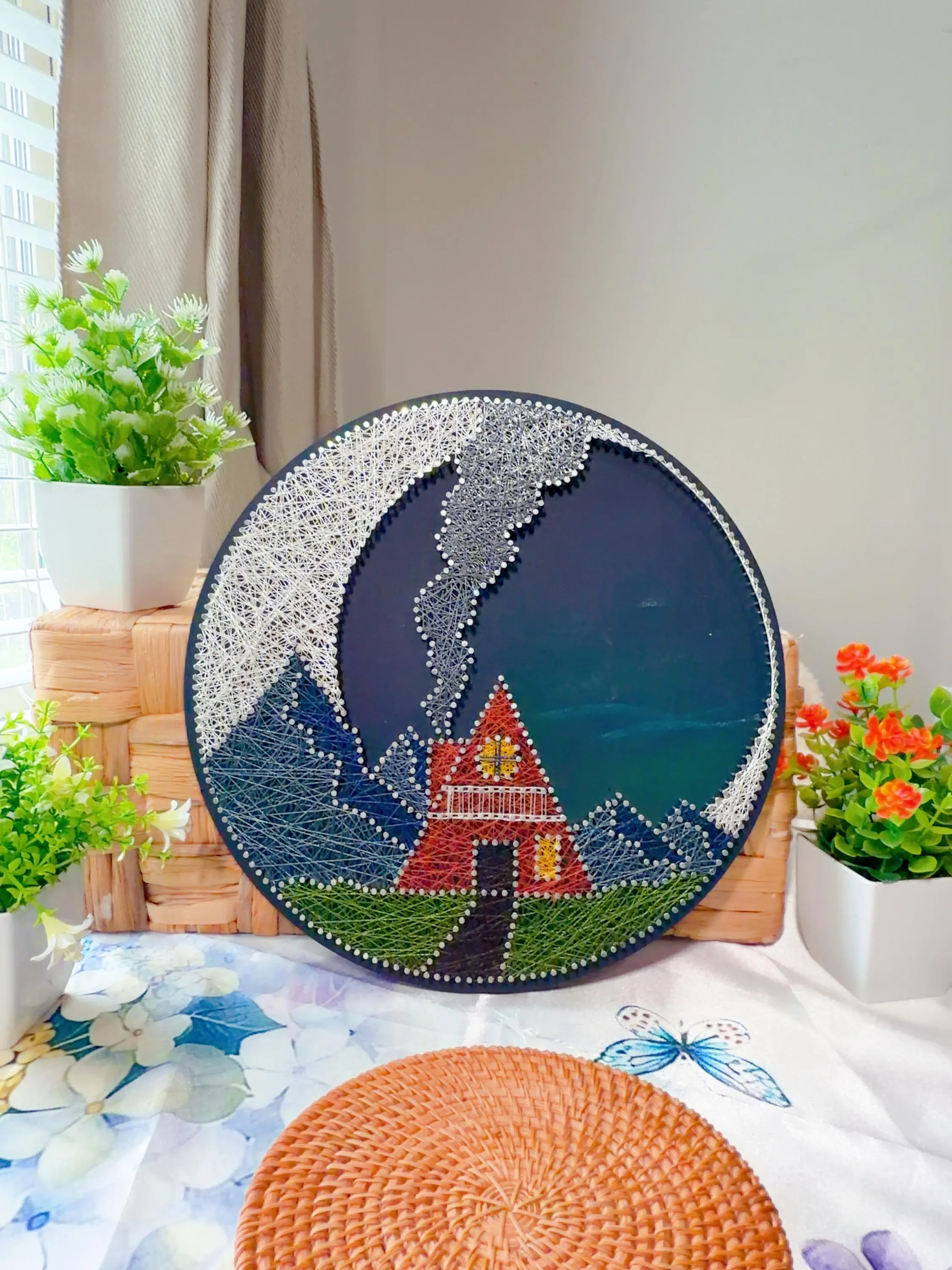 Handmade Mountain Cabin String Art, product photo 8