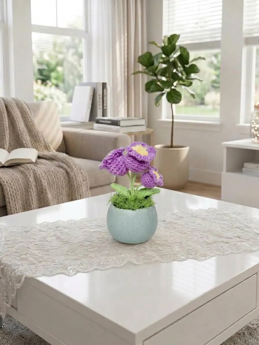 Crochet Daisy & Bell Flower Pot, product photo 3