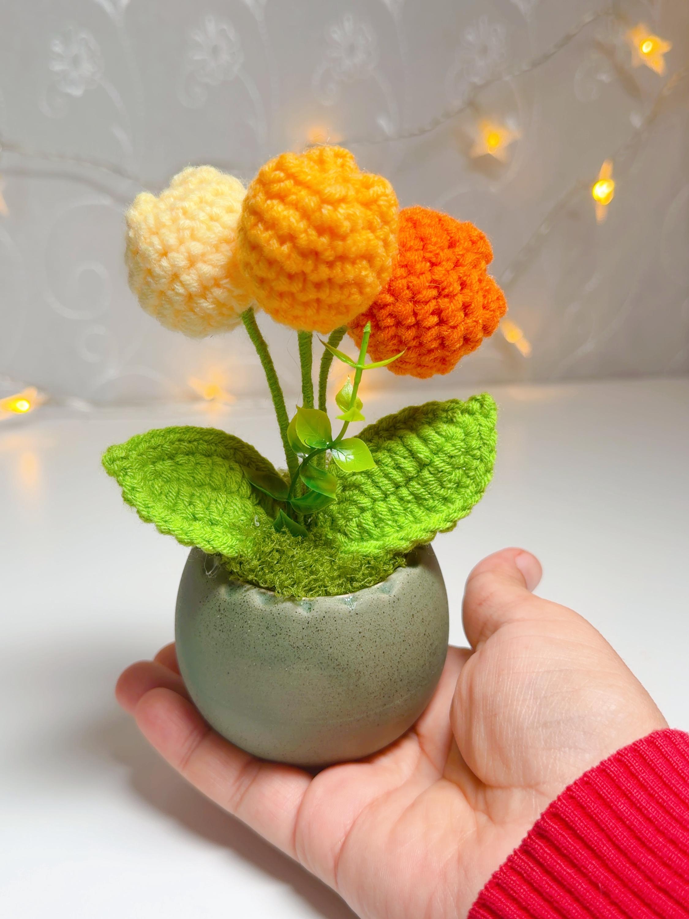 Orange & Cream Crochet Tulip Arrangement, product photo 3