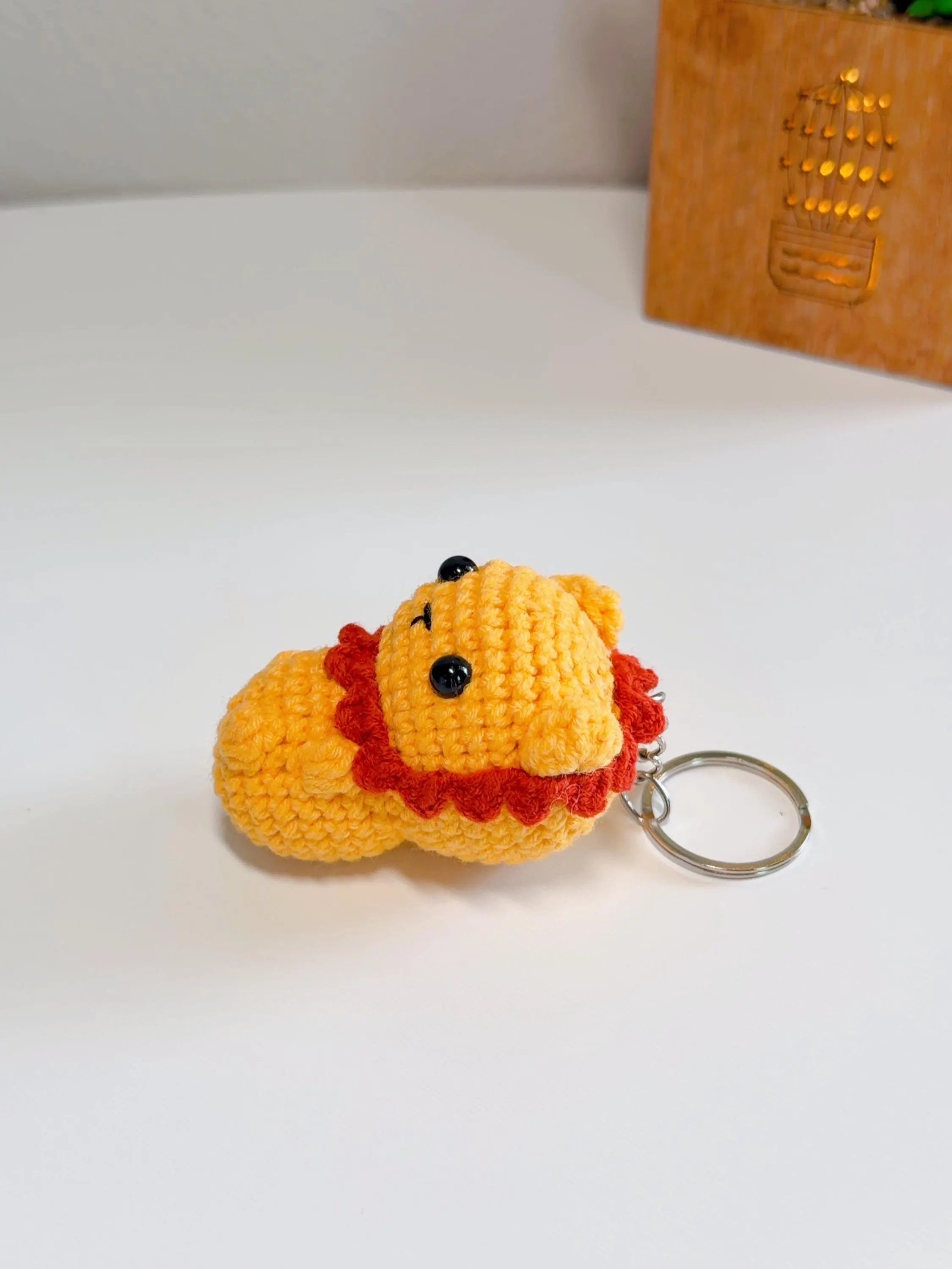 Handmade Crochet Lion Keychain, product photo 18