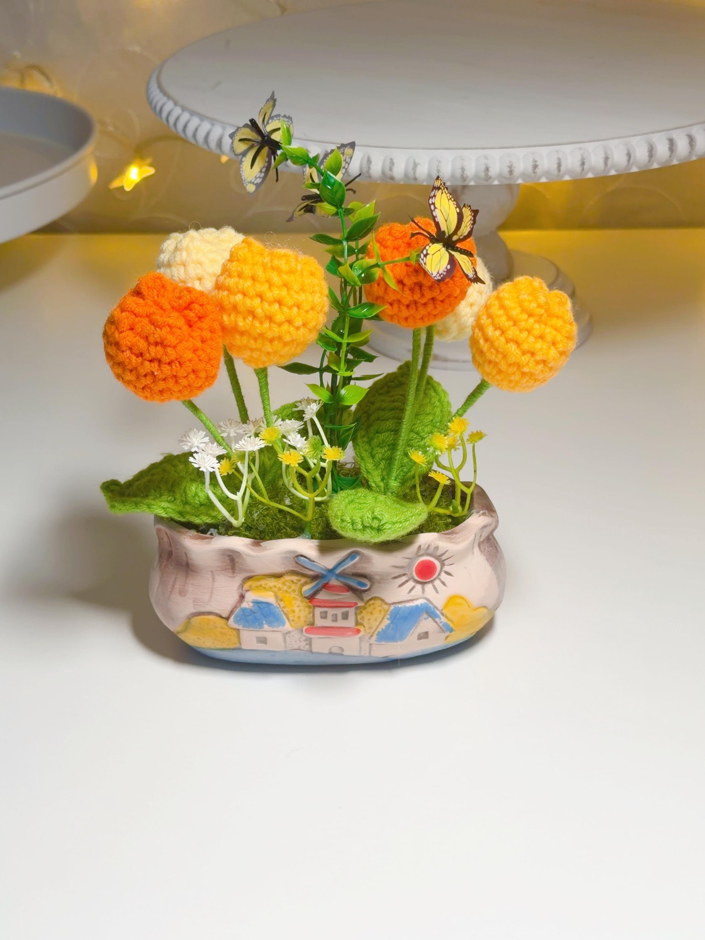 Orange & Yellow Crochet Tulip Arrangement, product photo 12